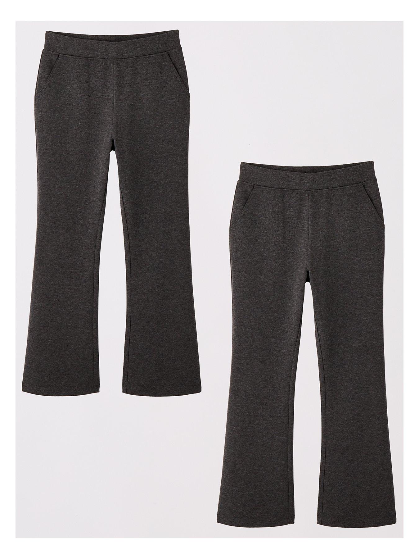 Image 2 of 7 of The Very Collection Girls 2 Pack Jersey Kick Flare Trouser - Grey