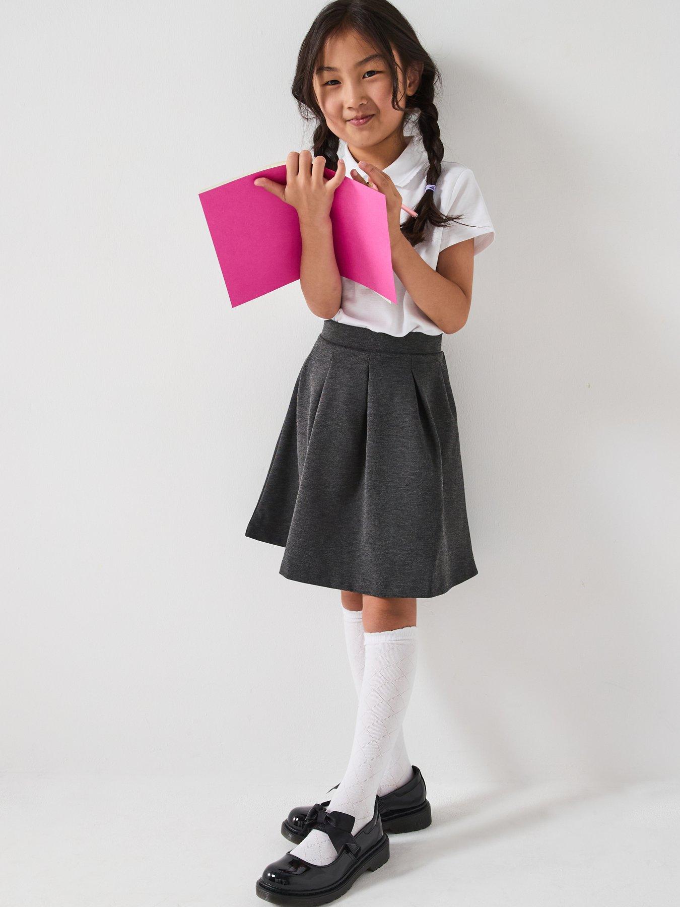 undefined Girls 2 Pack Pleated Jersey Skirts - Grey