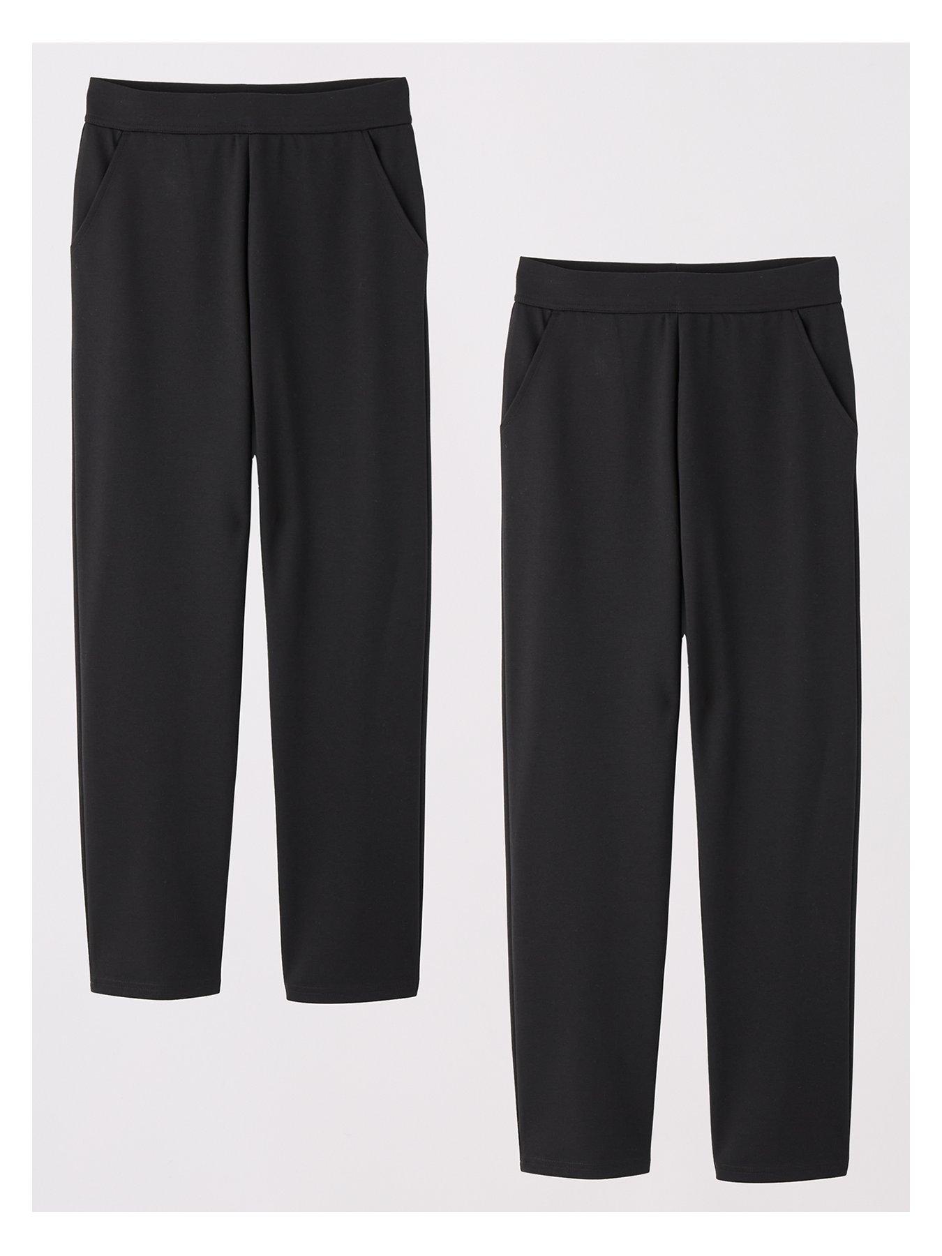 Image 2 of 6 of The Very Collection Girls 2 Pack Jersey School Trousers - Black