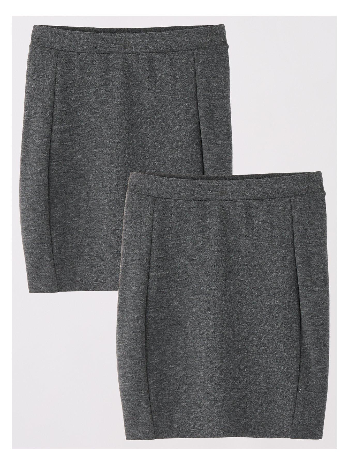stillFront image of the-very-collection-girls-2-pack-jersey-tube-skirts-grey