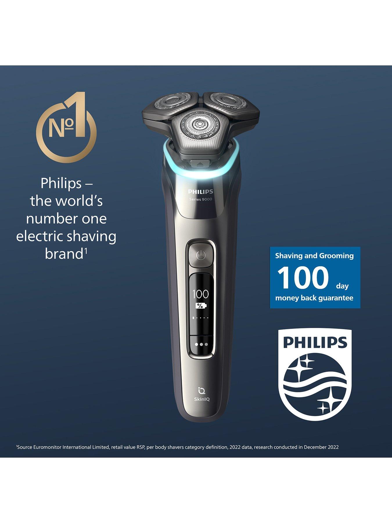 Image 2 of 7 of Philips Series 9000 Wet &amp; Dry Electric Shaver with SkinIQ technology, with Charging stand and Travel case S9974/35