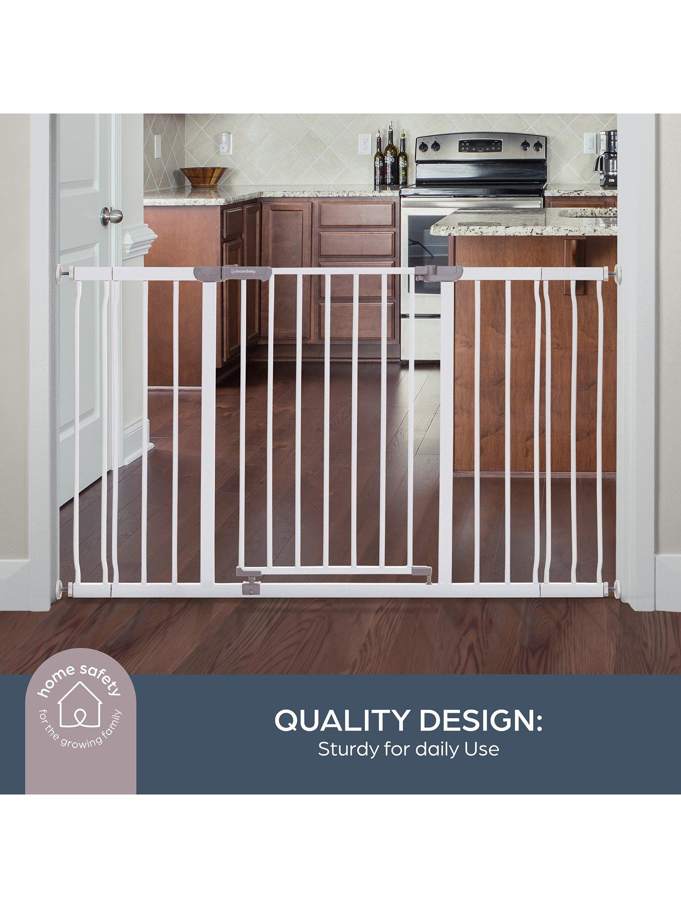 Dreambaby Ava Wide Gate with 1 x 9cm and 1 x 18cm Extension - White