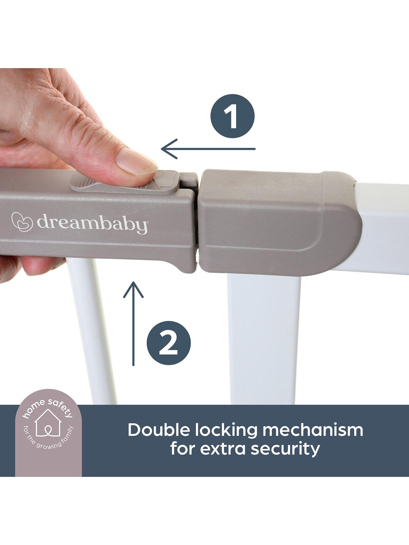  image of dreambaby-ava-wide-gate-with-1-x-9cm-and-1-x-18cm-extensionnbsp--white