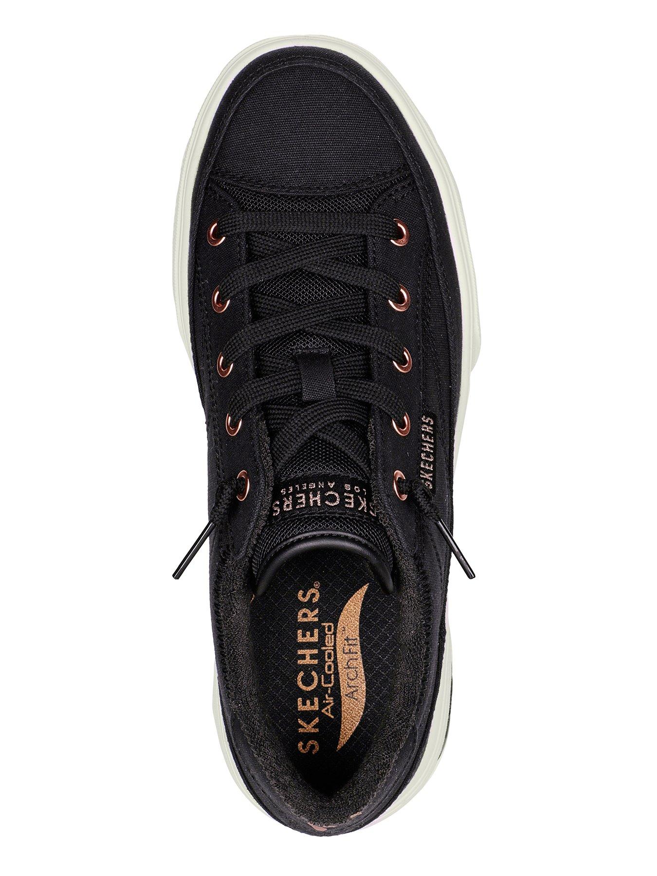 Rosegold Eyelets Canvas Laced Slip On Archfit Fashion Sneaker Black