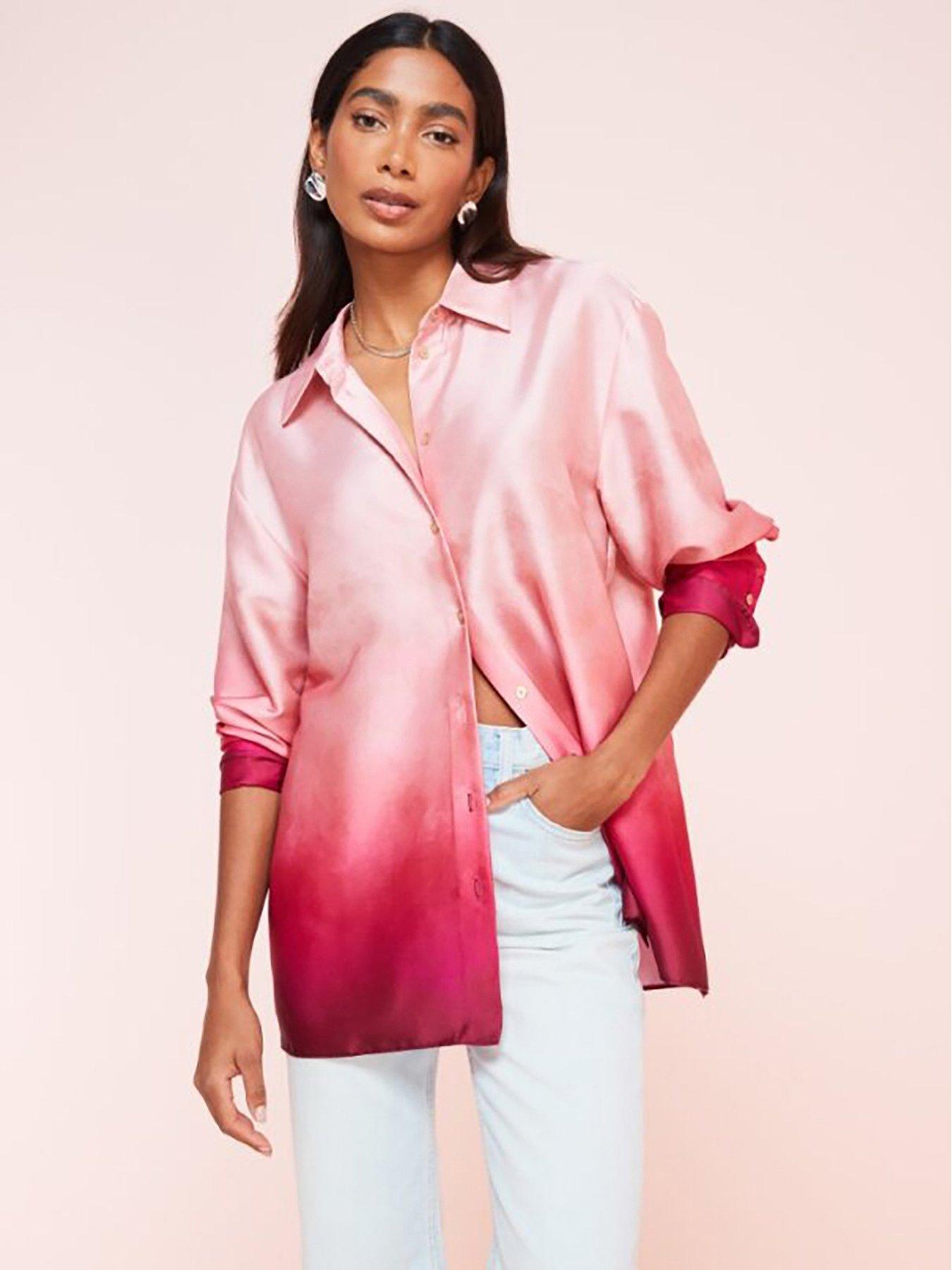 River Island Ombre Oversized Shirt Medium Pink littlewoods