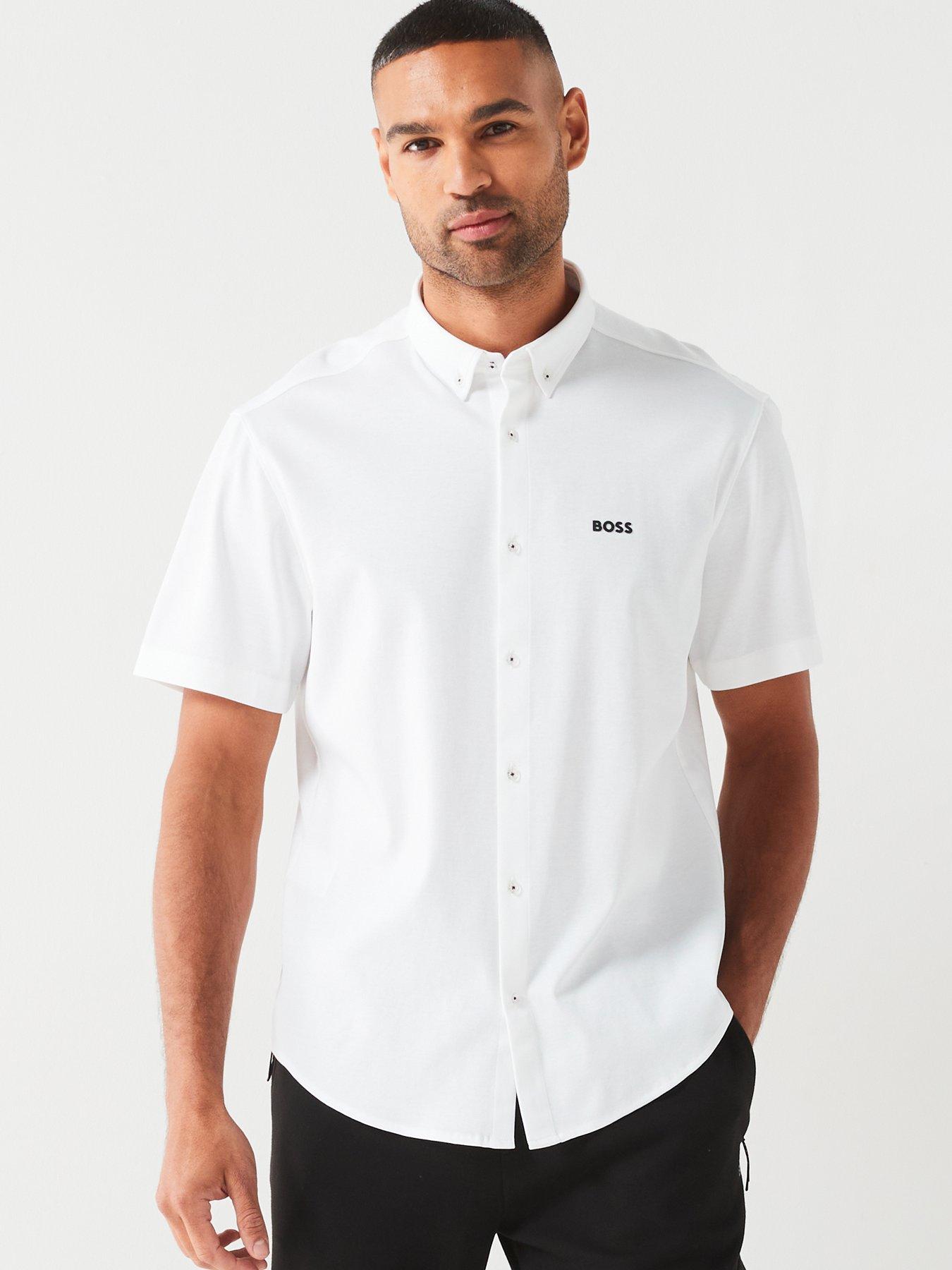Hugo boss short sleeve shirt white store