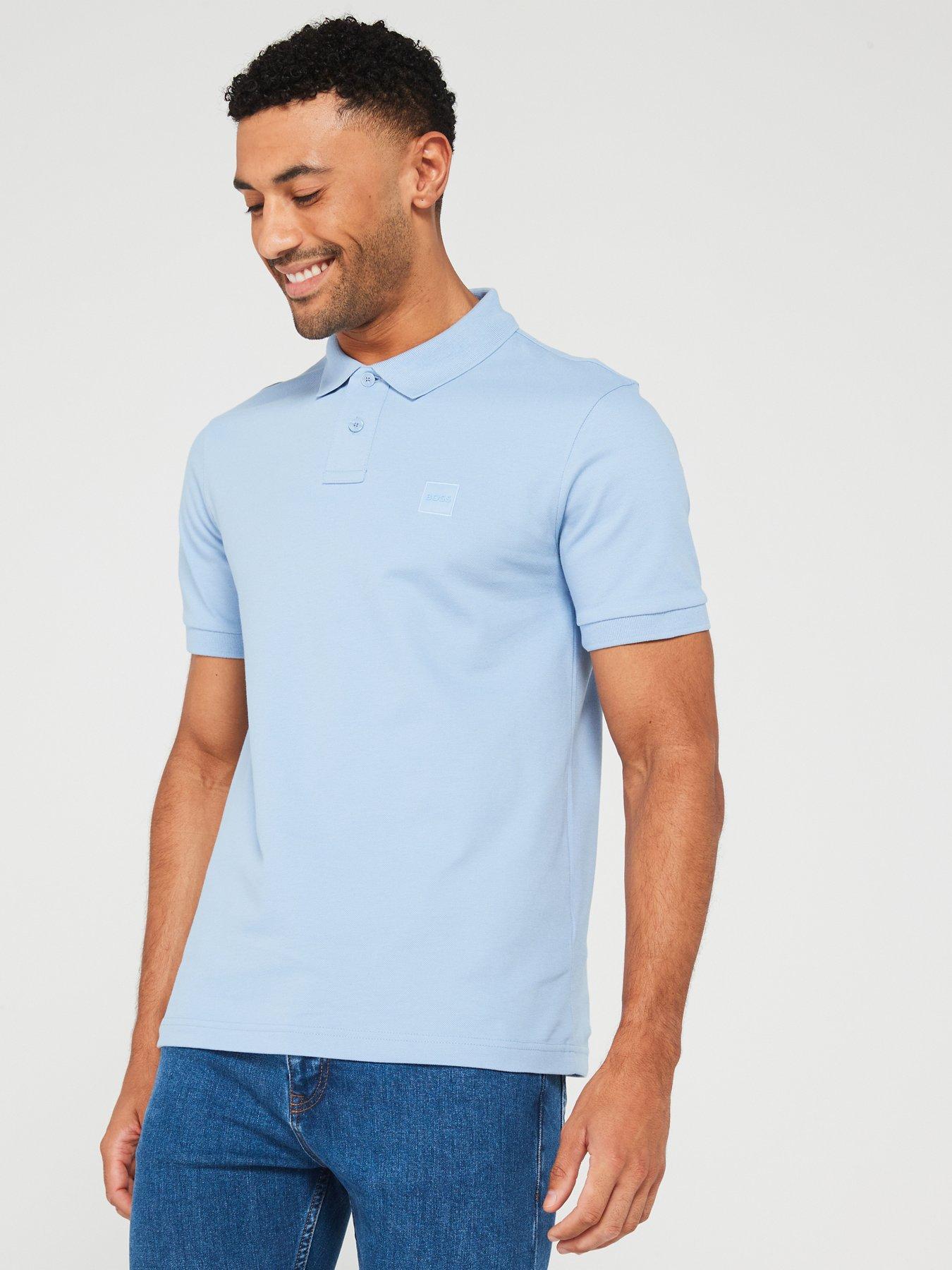 undefined Passenger Slim Fit Tonal Logo Polo Shirt - Light Blue
