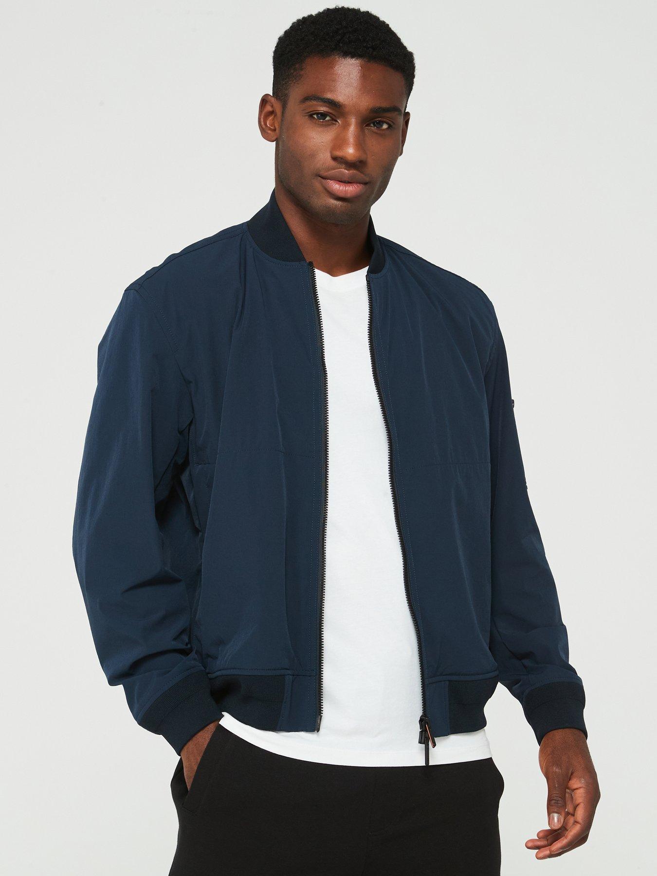 BOSS Obear Nylon MA1 Bomber Jacket Dark Blue littlewoods