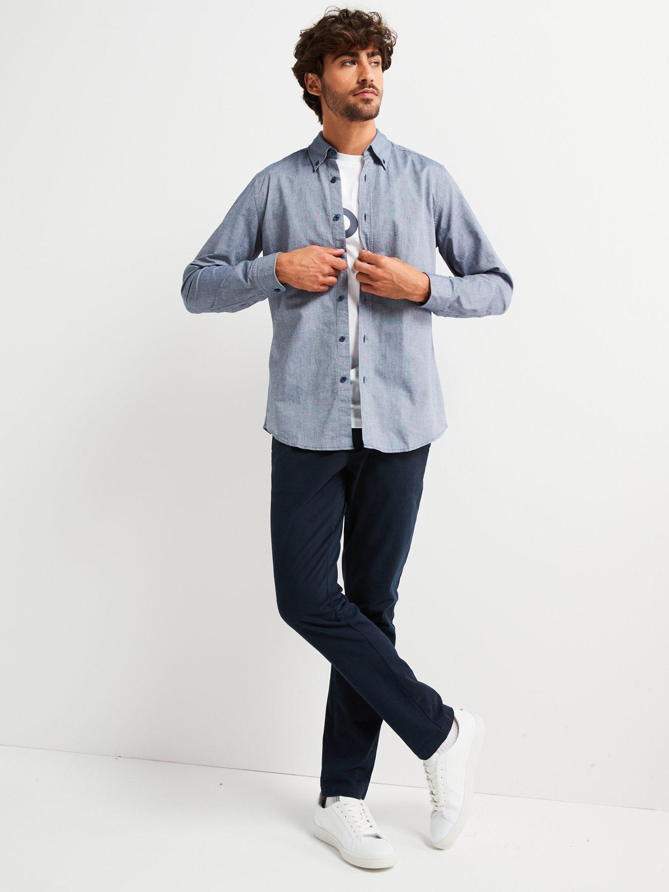  image of boss-rickert-button-down-regular-fit-logo-shirt-navy