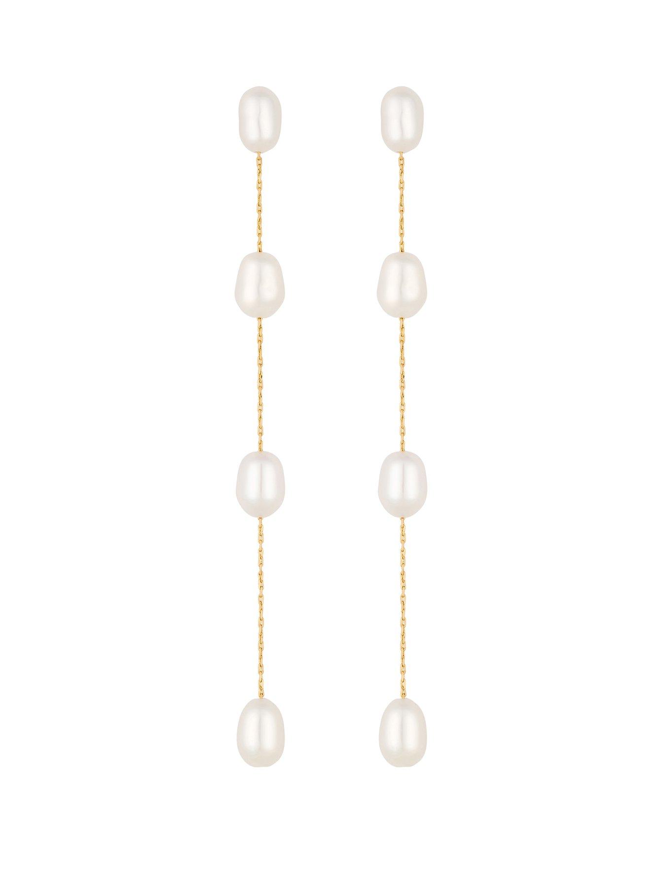 undefined Gold Plate Fine Chain And Fresh Water Pearl Earring