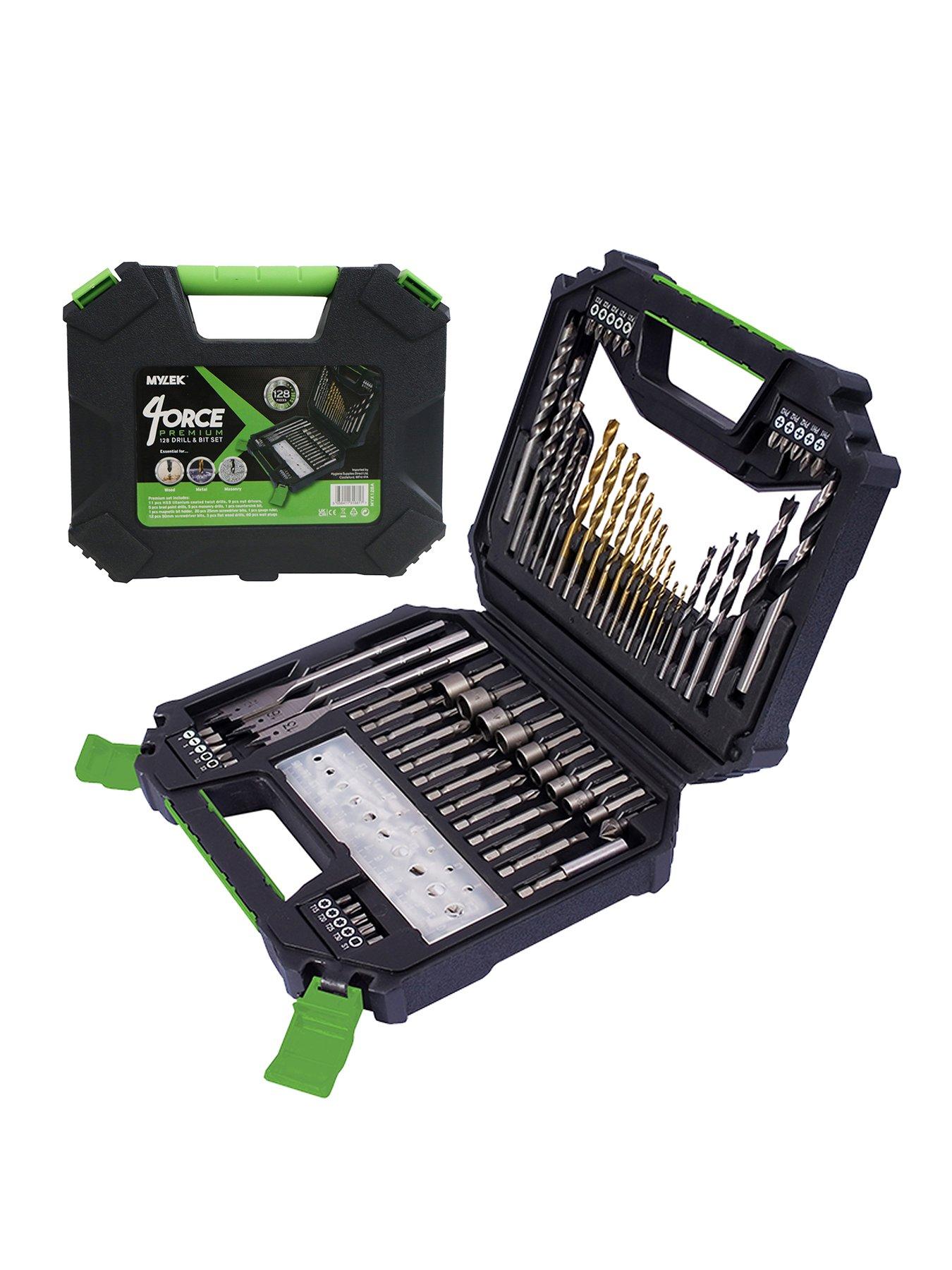 undefined 128 Piece Drill Bit And Screwdriver Accessory Set - HSS, Cobalt, High Speed for Use on Wood, Masonry, Metal, Plastic  &  More - With Storage Case