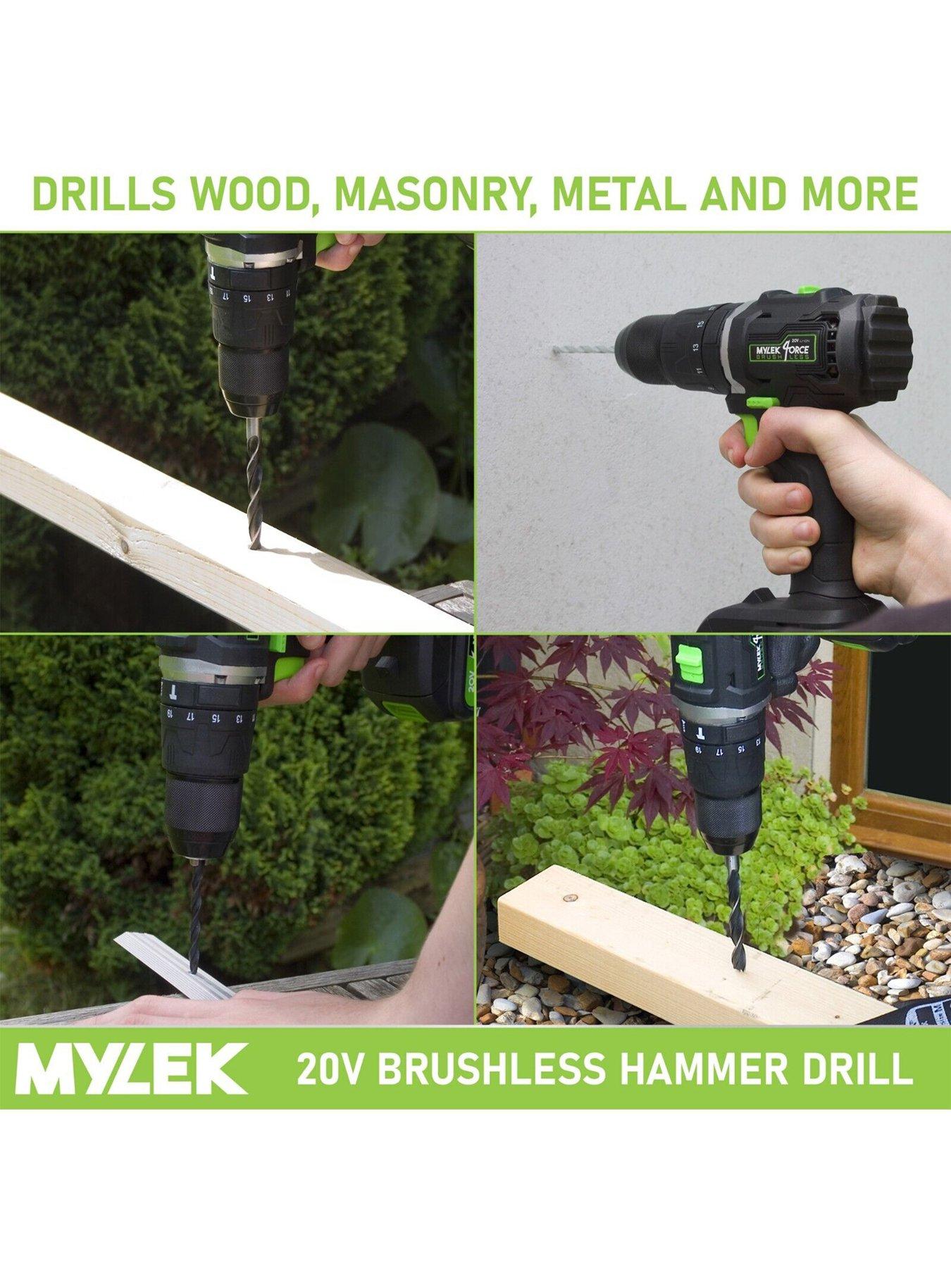 Image 4 of 7 of Mylek Cordless Drill 20V Brushless Driver Impact Hammer Action Combi Set with 2.0Ah Battery and Fast Charger, 50Nm Electric Screwdriver, 19+3 Torque,