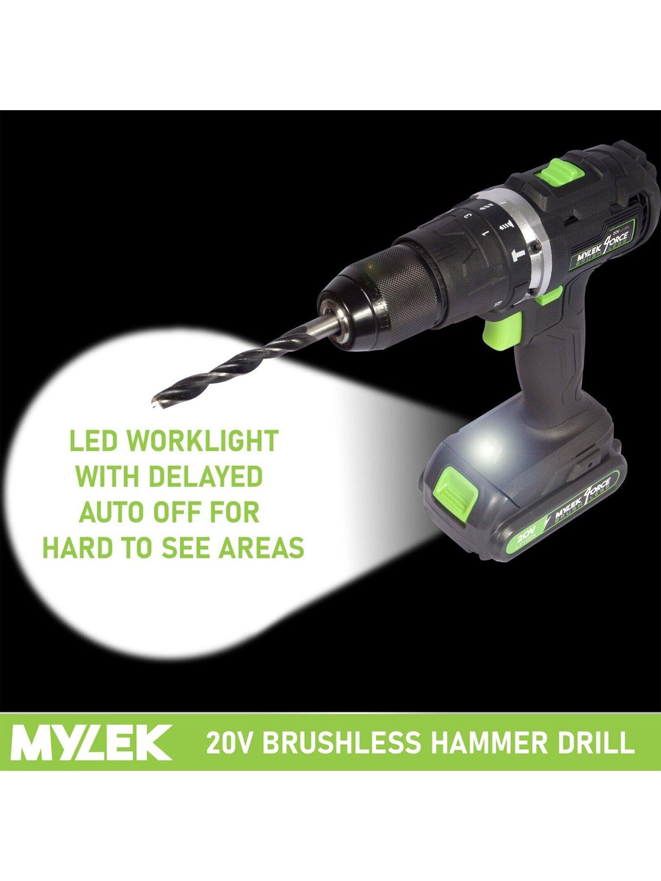 Image 7 of 7 of Mylek Cordless Drill 20V Brushless Driver Impact Hammer Action Combi Set with 2.0Ah Battery and Fast Charger, 50Nm Electric Screwdriver, 19+3 Torque,