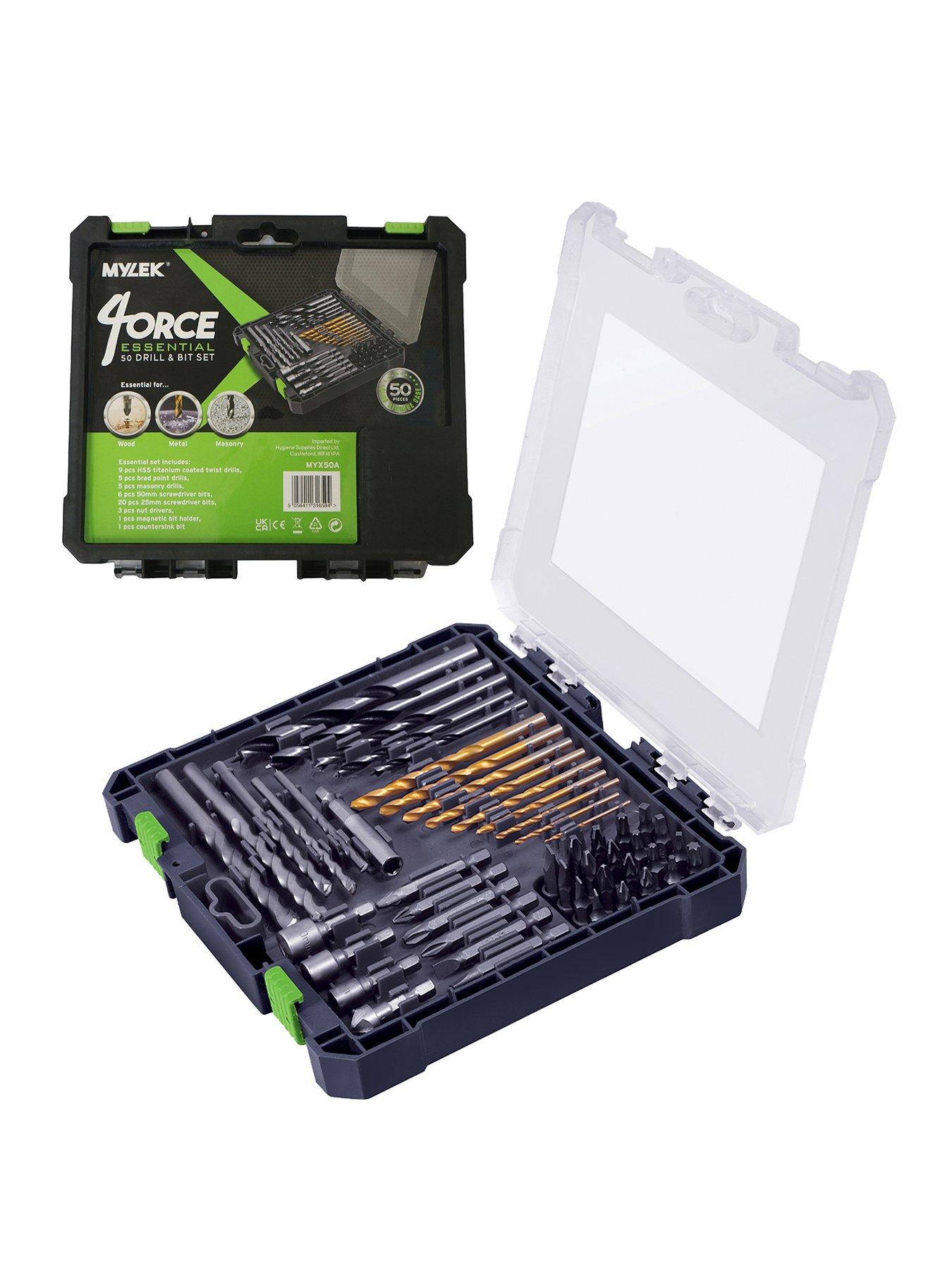 undefined 50 Piece Drill Bit And Screwdriver Accessory Set - HSS, Cobalt, High Speed for Use on Wood, Masonry, Metal, Plastic  &  More - With Storage Case