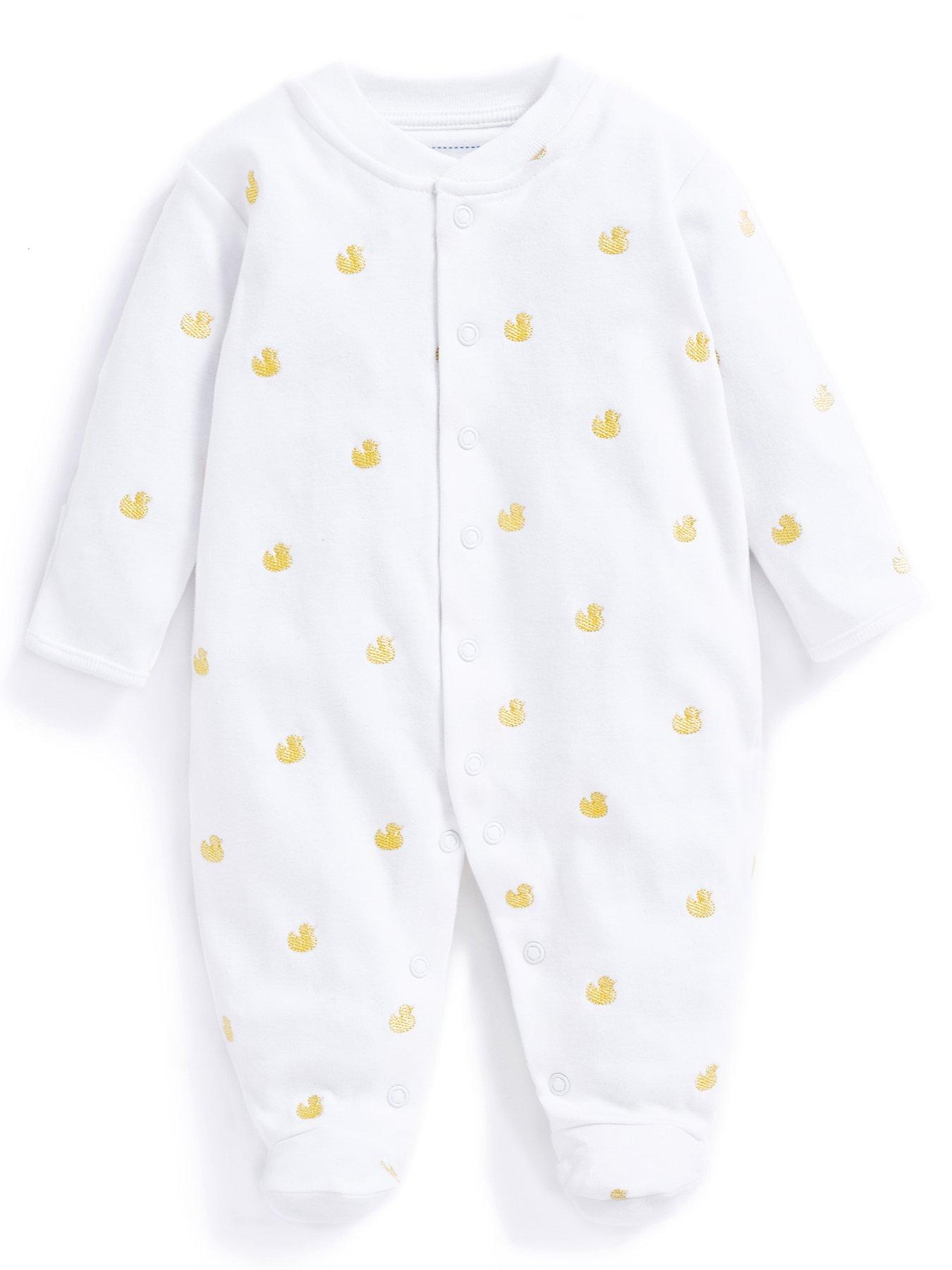 undefined Unisex Duck Embroidered Sleepsuit - Yellow