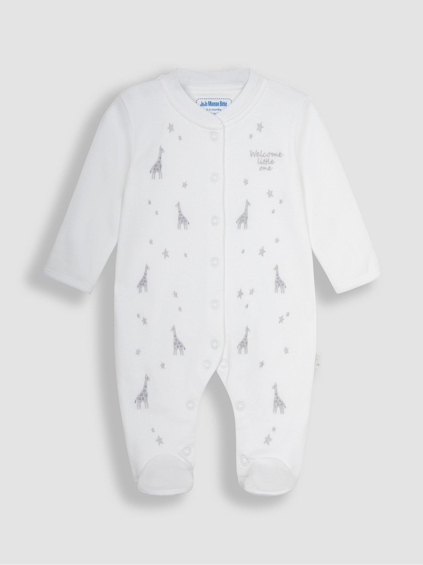  image of jojo-maman-bebe-unisex-2-piece-welcome-little-one-sleepsuit-amp-jacket-set-grey