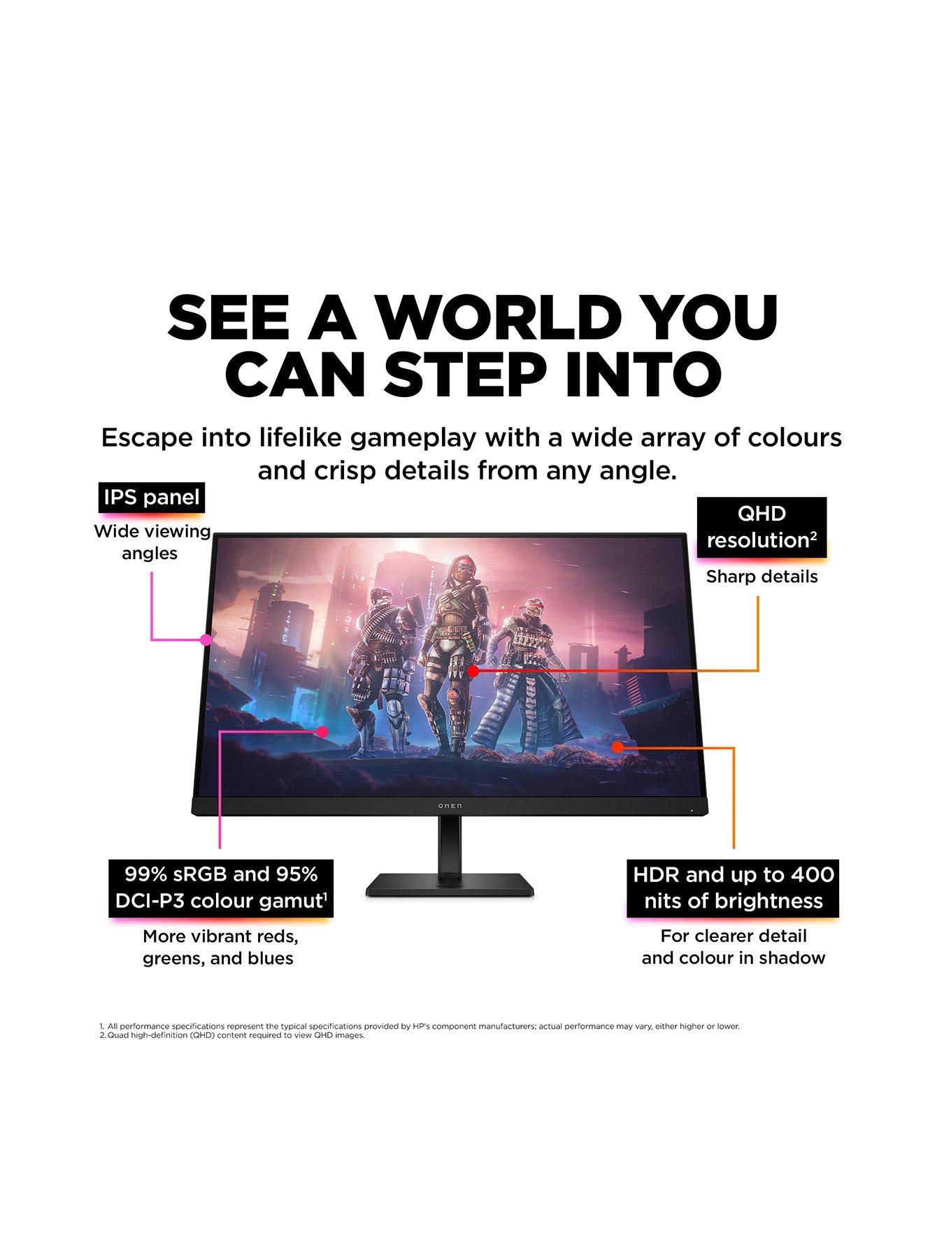 Image 3 of 8 of HP OMEN 32q Gaming Monitor - 31.5in QHD (2560 x 1440)&nbsp;165hz, 1ms Response, AMD FreeSync&trade; Premium,&nbsp;Adjustable Stand, PC &amp; Console Compatible