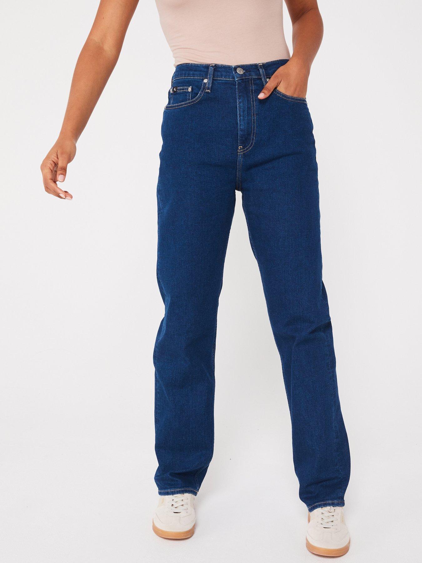 Image 1 of 5 of Calvin Klein Jeans High Rise Straight Leg Jean - Blue