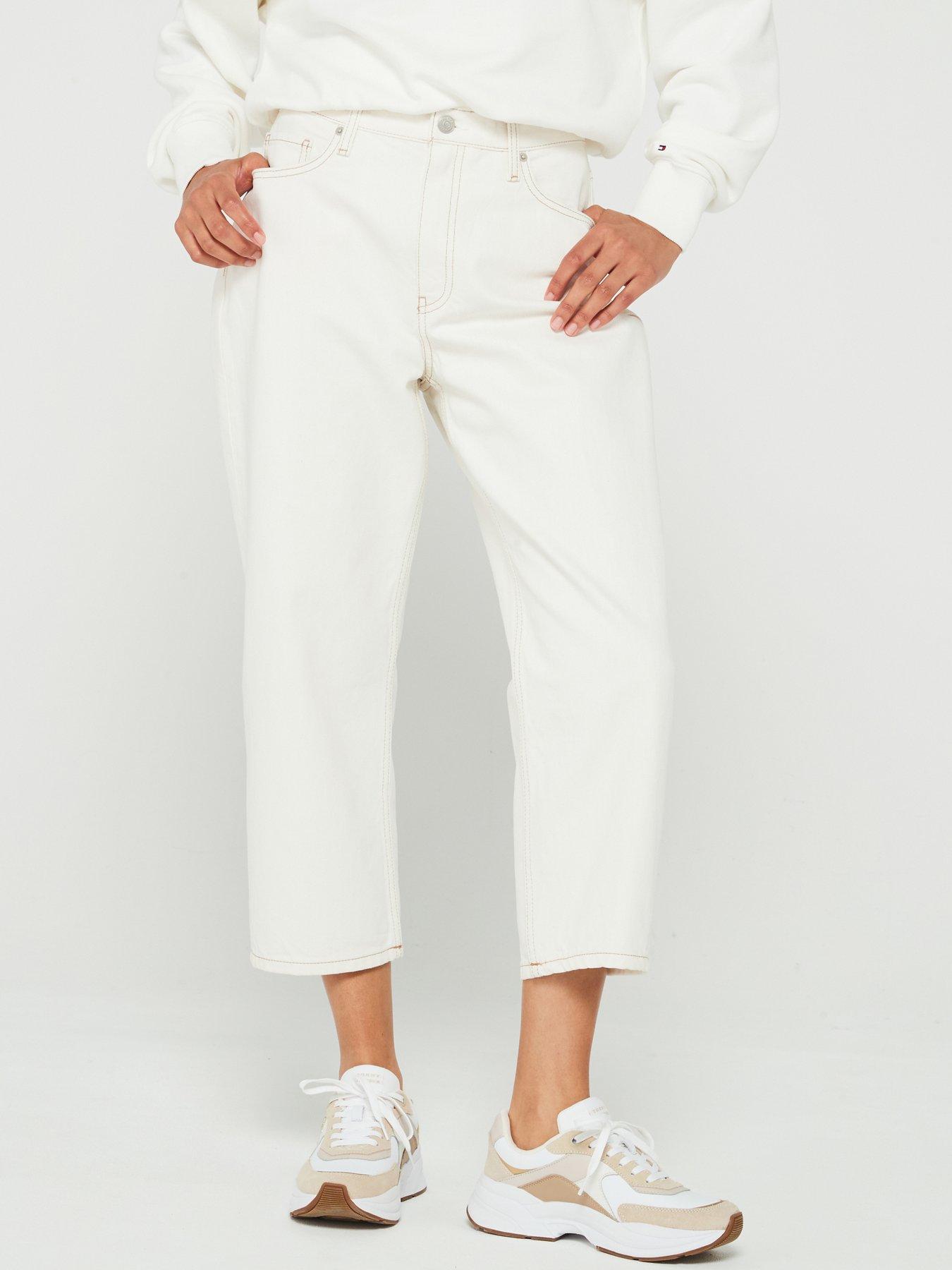 undefined Straight Leg High Waist Jean - Ecru