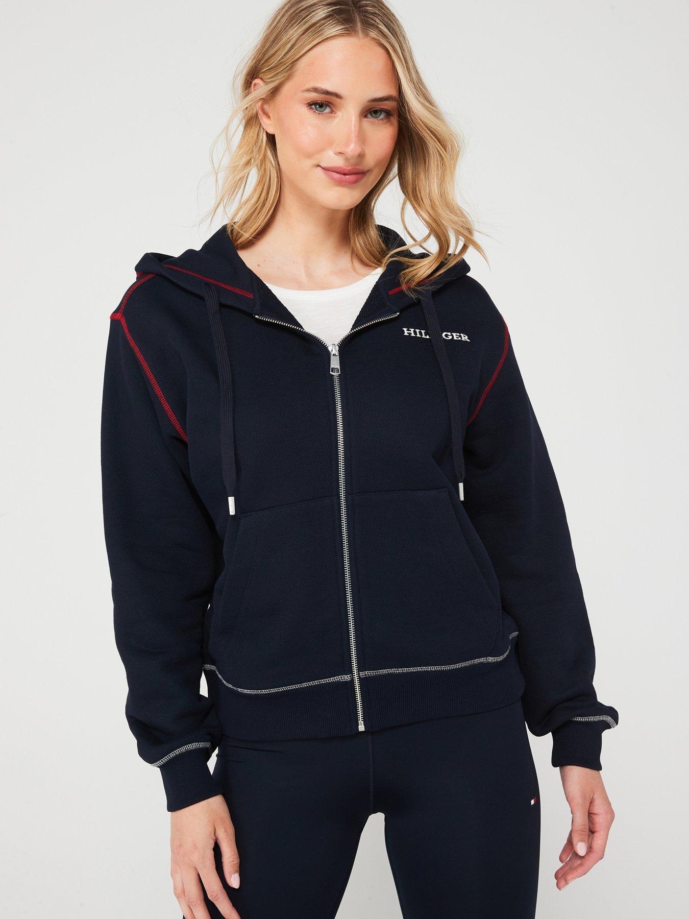 undefined Logo Zip Through Hoodie - Navy