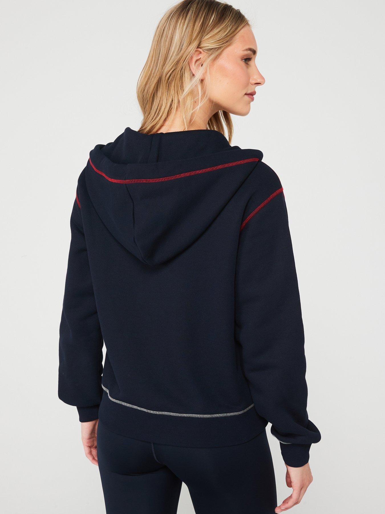  image of tommy-hilfiger-logo-zip-through-hoodie-navy