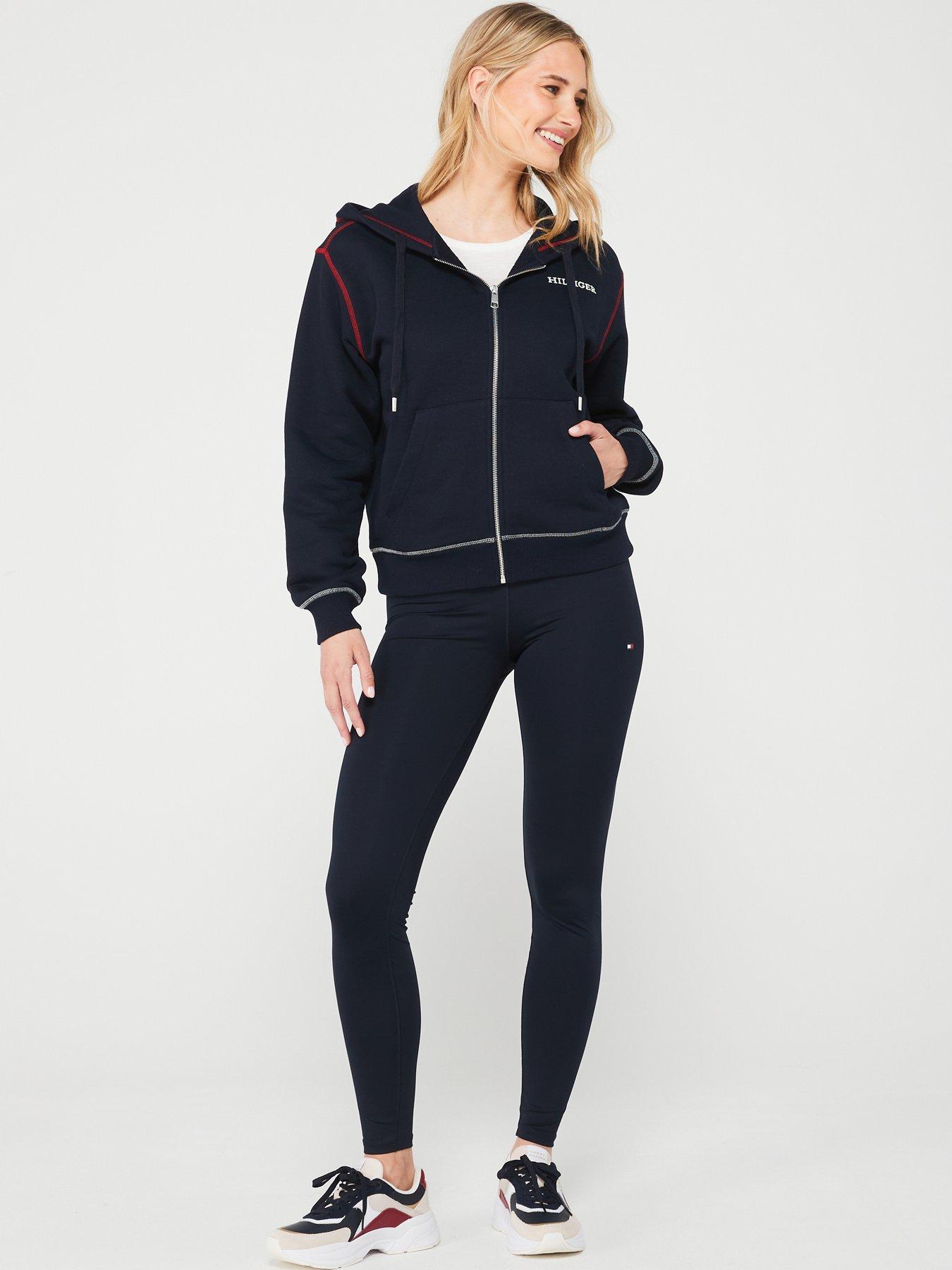  image of tommy-hilfiger-logo-zip-through-hoodie-navy