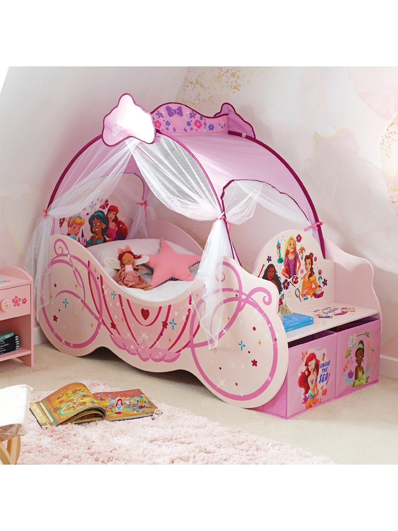 Disney Princess Toddler Carriage Bed With Canopy and Fabric Drawers littlewoods