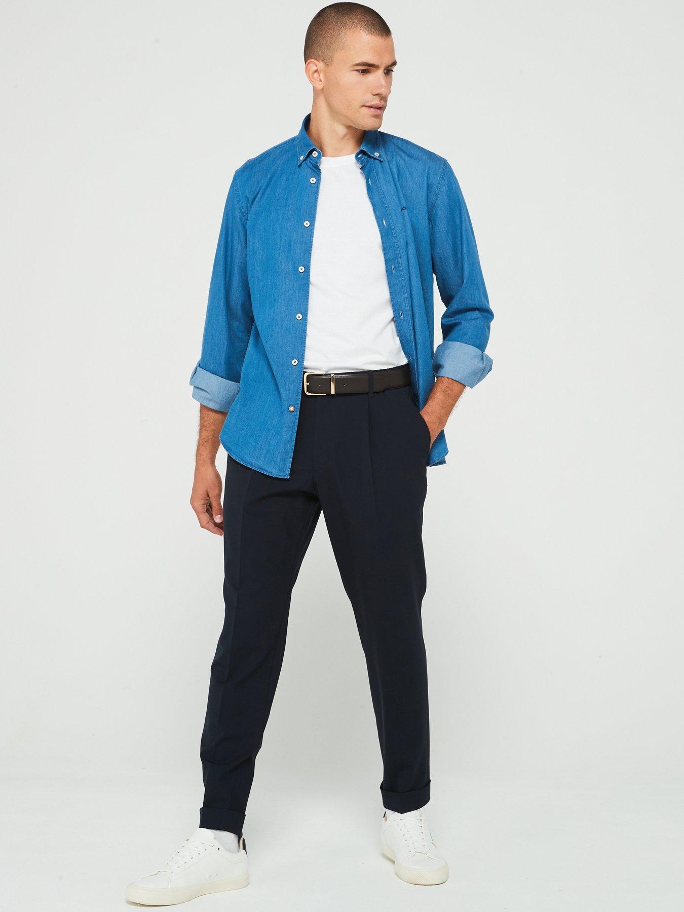 BOSS Pepe Casual Waistband Stretch Turn Up Casual Trousers - Navy