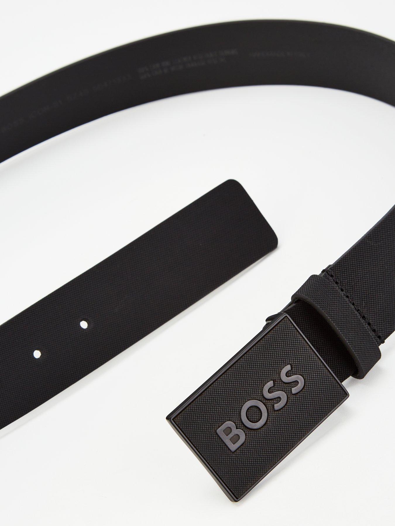 Image 2 of 4 of BOSS Icon Plate Logo 4cm Leather Belt- Black