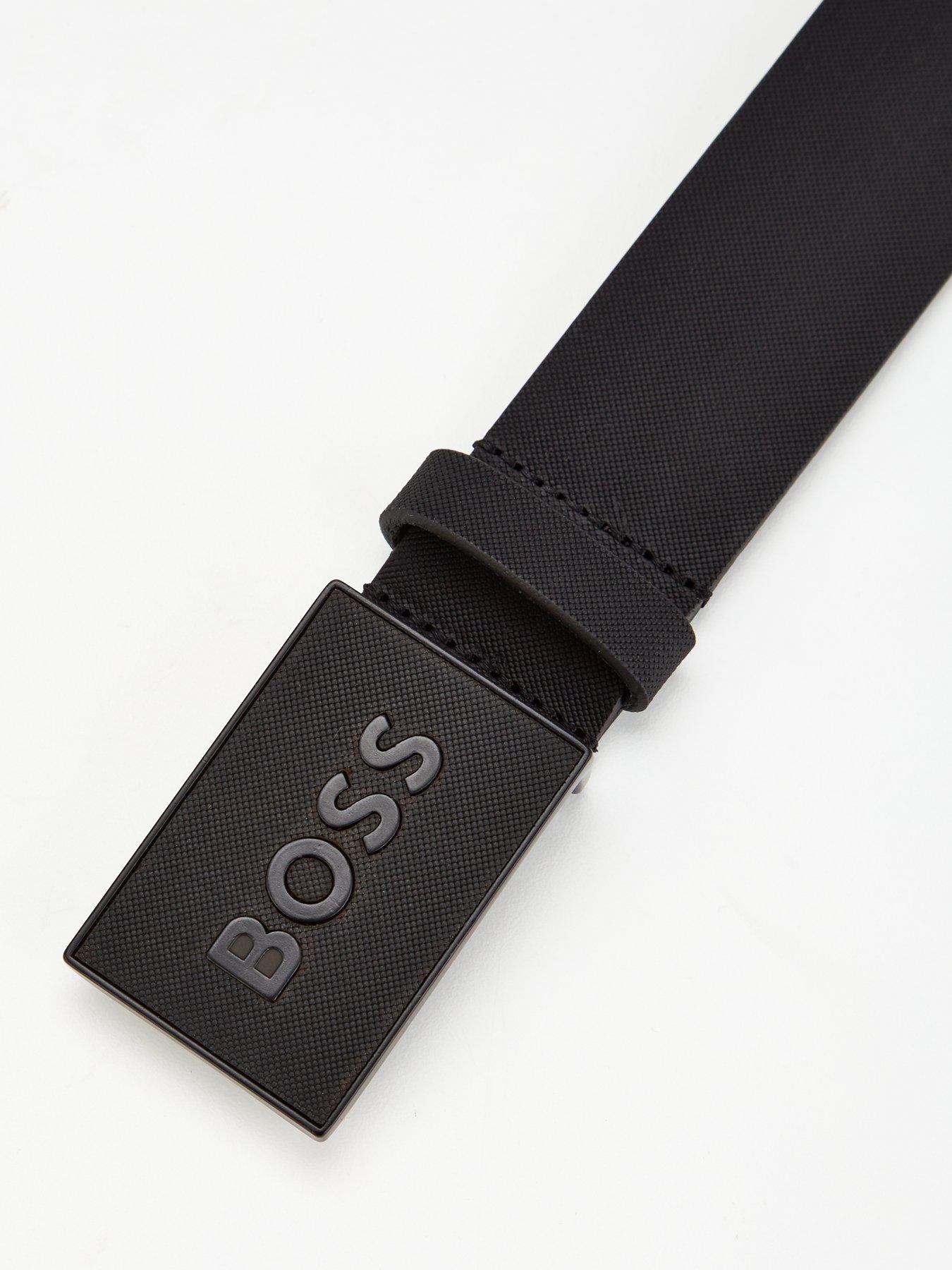 Image 3 of 4 of BOSS Icon Plate Logo 4cm Leather Belt- Black