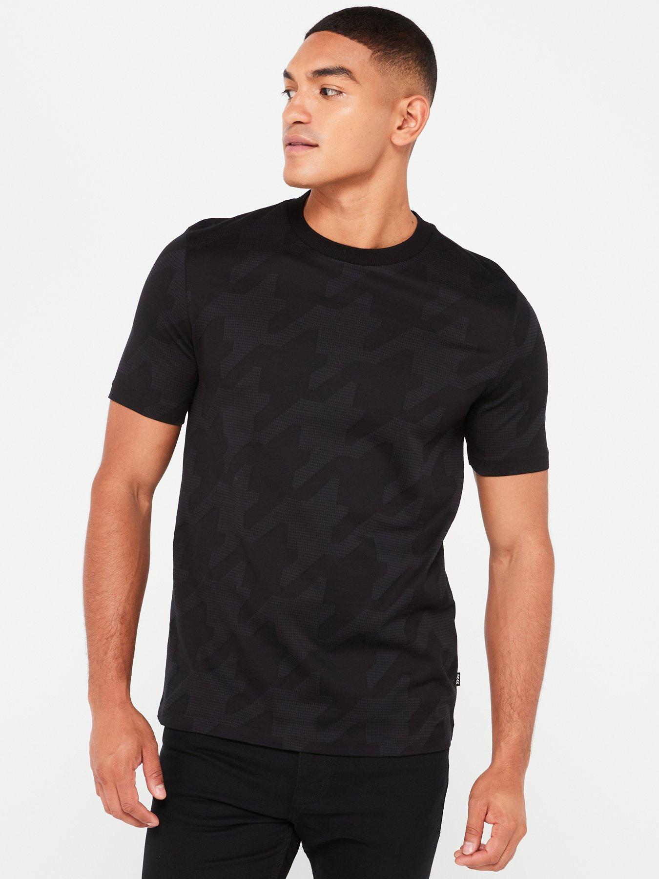 undefined Thompson 45 Regular Fit Houndstooth Jacquard T-Shirt - Black