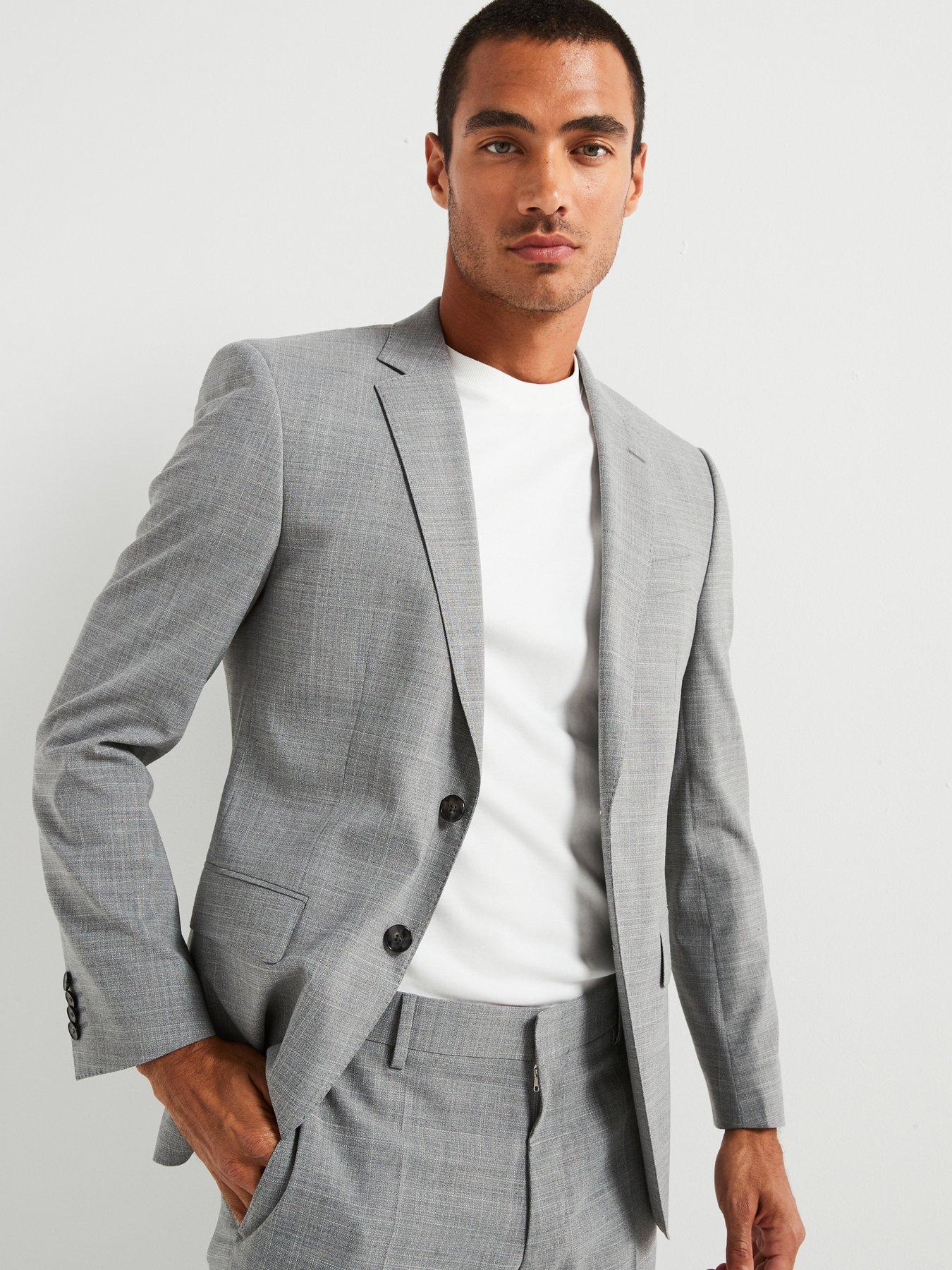  image of boss-huge-slim-fit-worsted-stretch-wool-suit-grey