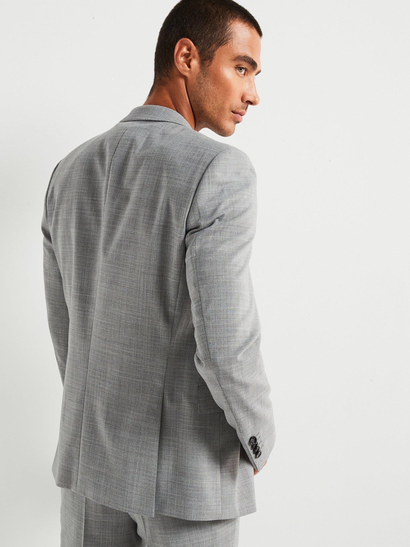  image of boss-huge-slim-fit-worsted-stretch-wool-suit-grey