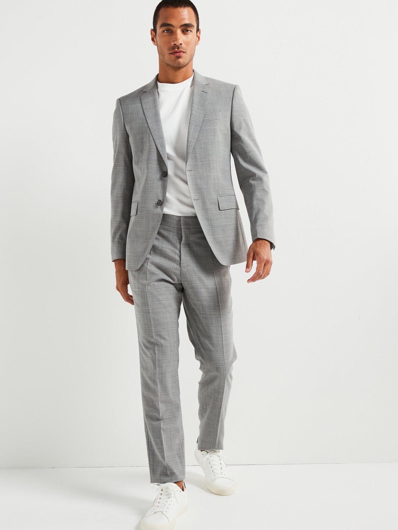  image of boss-huge-slim-fit-worsted-stretch-wool-suit-grey