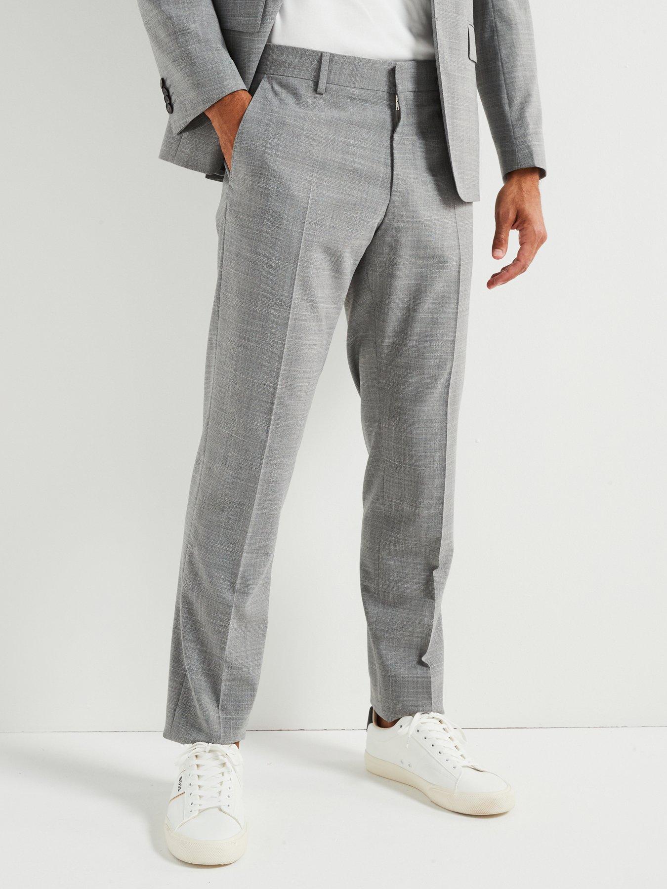  image of boss-huge-slim-fit-worsted-stretch-wool-suit-grey