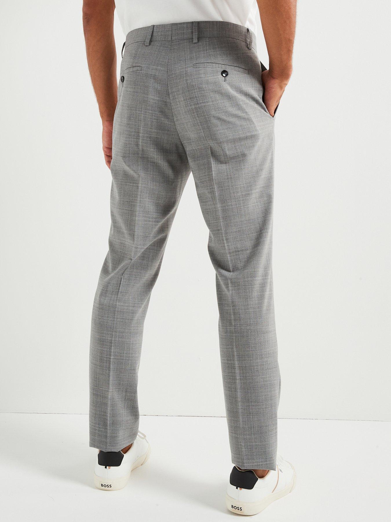  image of boss-huge-slim-fit-worsted-stretch-wool-suit-grey