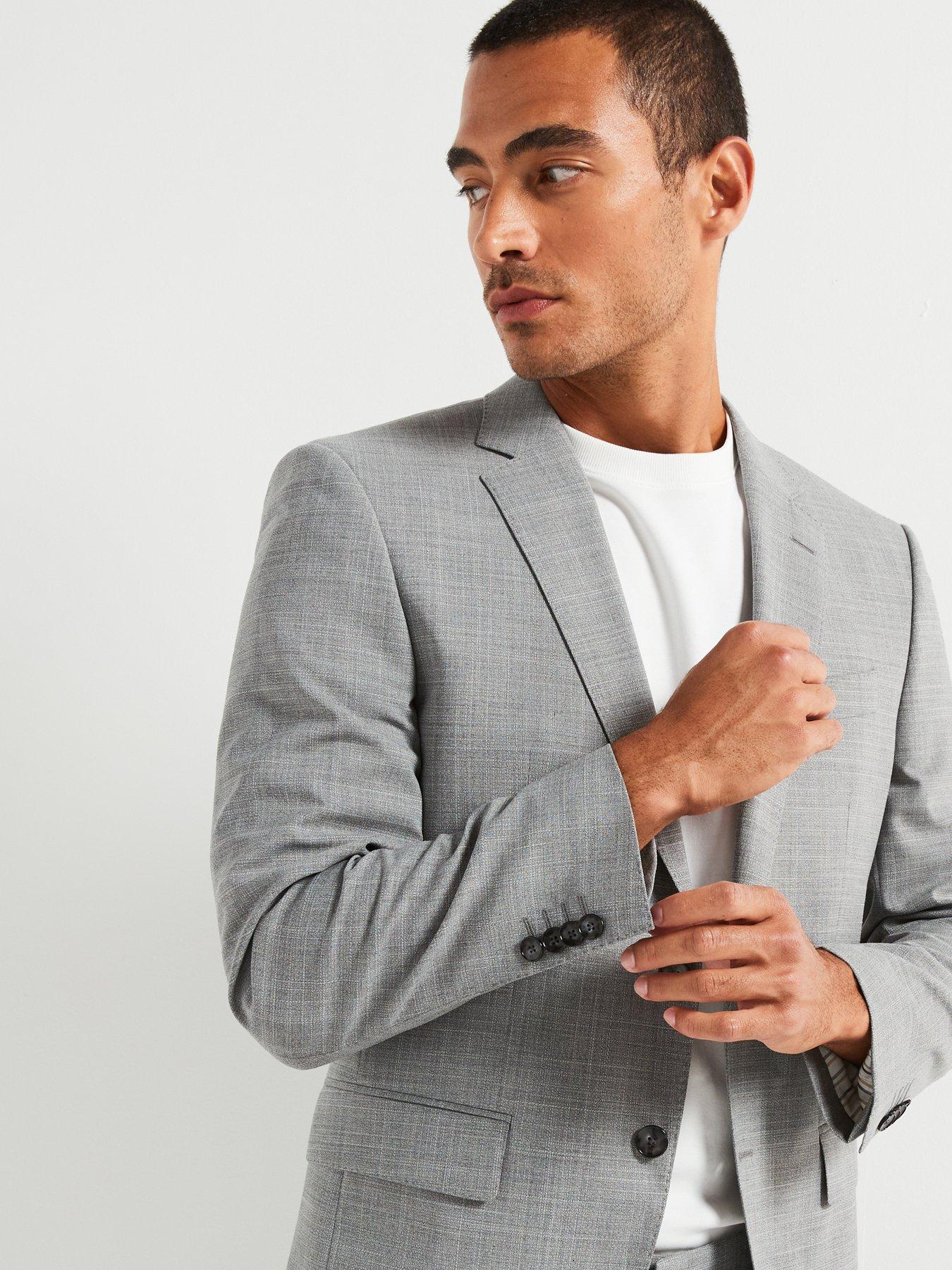  image of boss-huge-slim-fit-worsted-stretch-wool-suit-grey