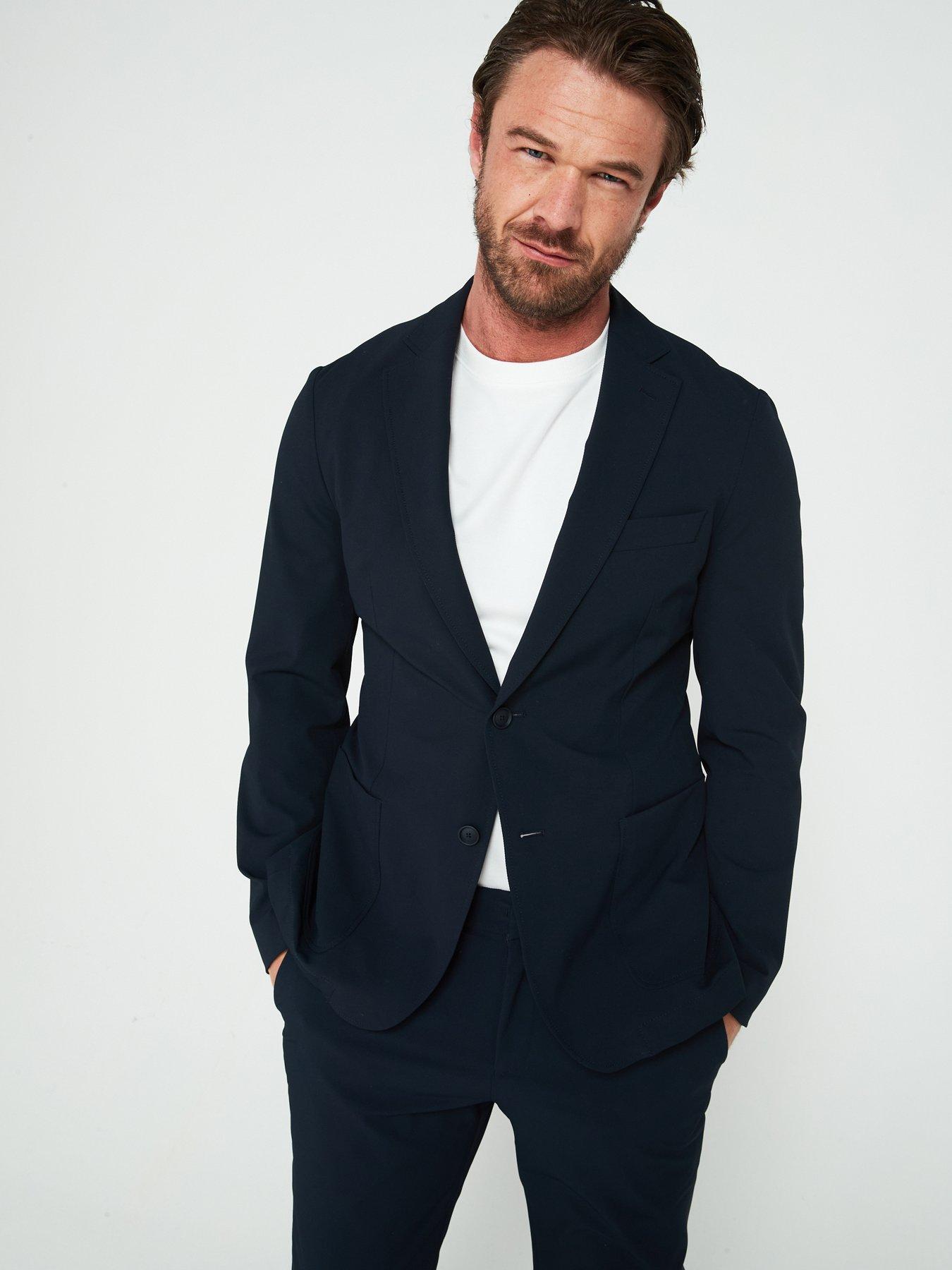 Image 1 of 5 of BOSS Hanry Slim Fit Strech Twill Patch Pocket Suit Jacket- Navy