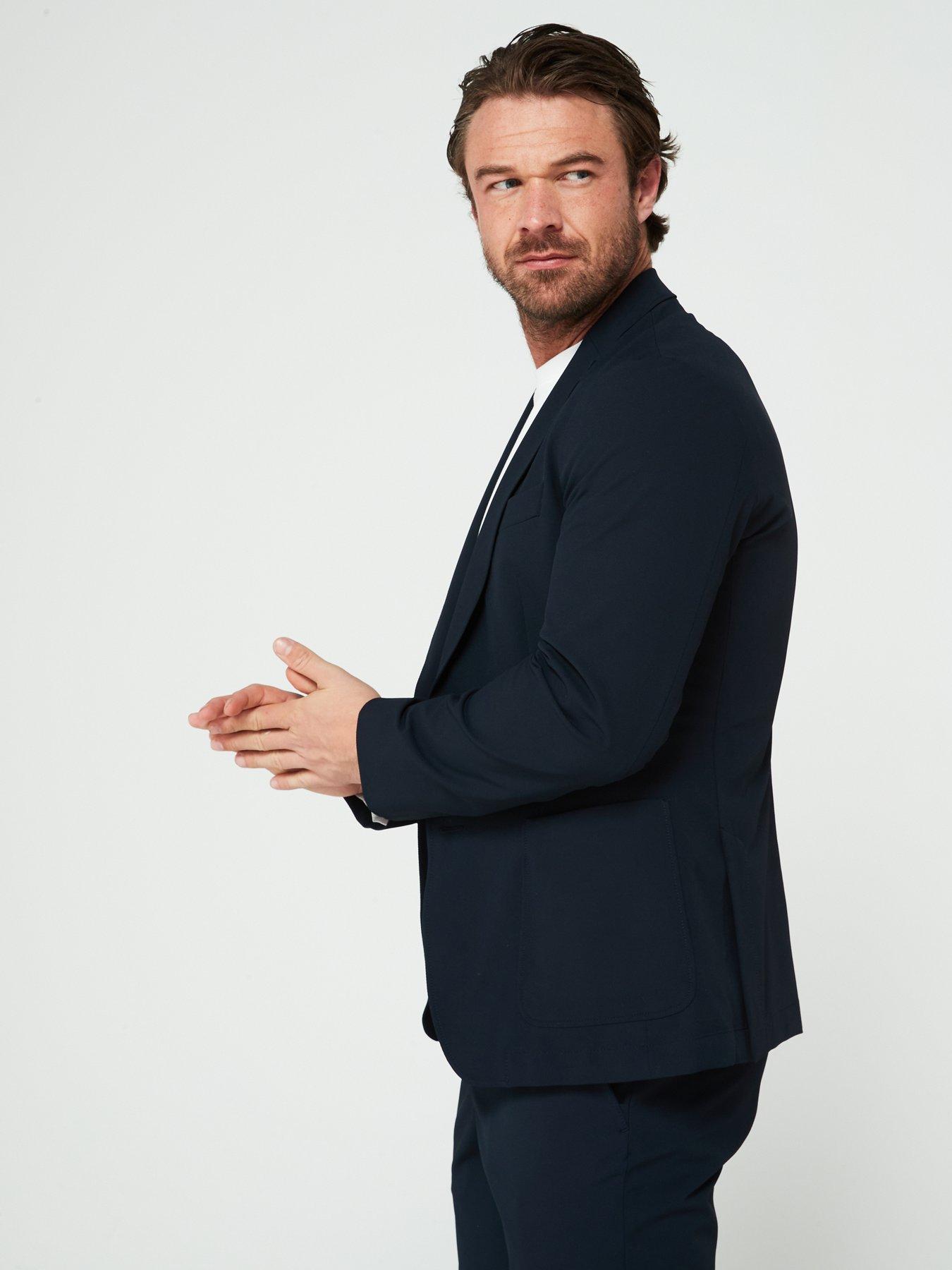 Image 5 of 5 of BOSS Hanry Slim Fit Strech Twill Patch Pocket Suit Jacket- Navy
