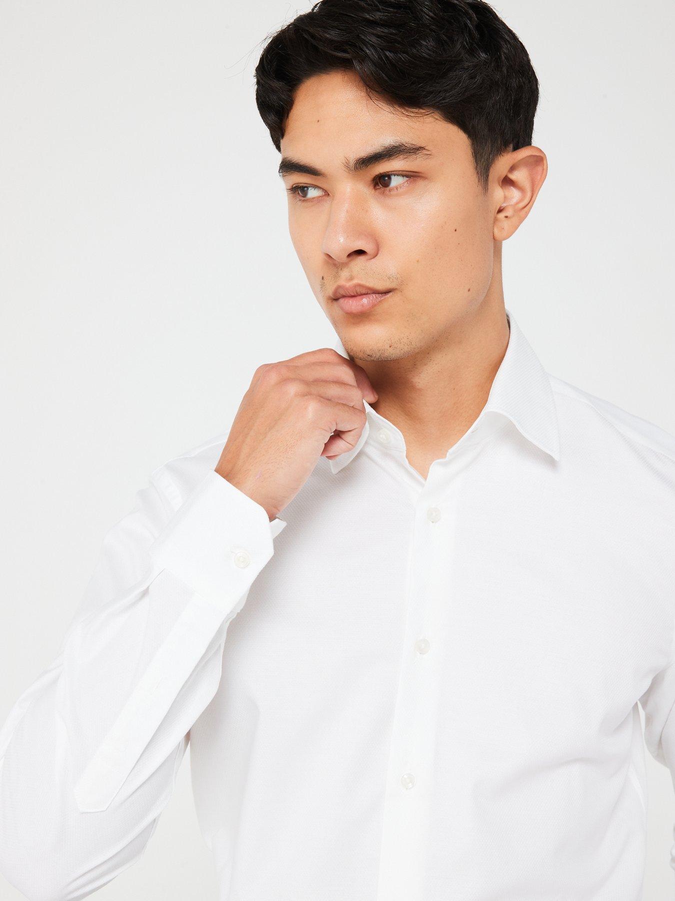 image of boss-joe-regular-fit-easy-iron-texture-shirt-white