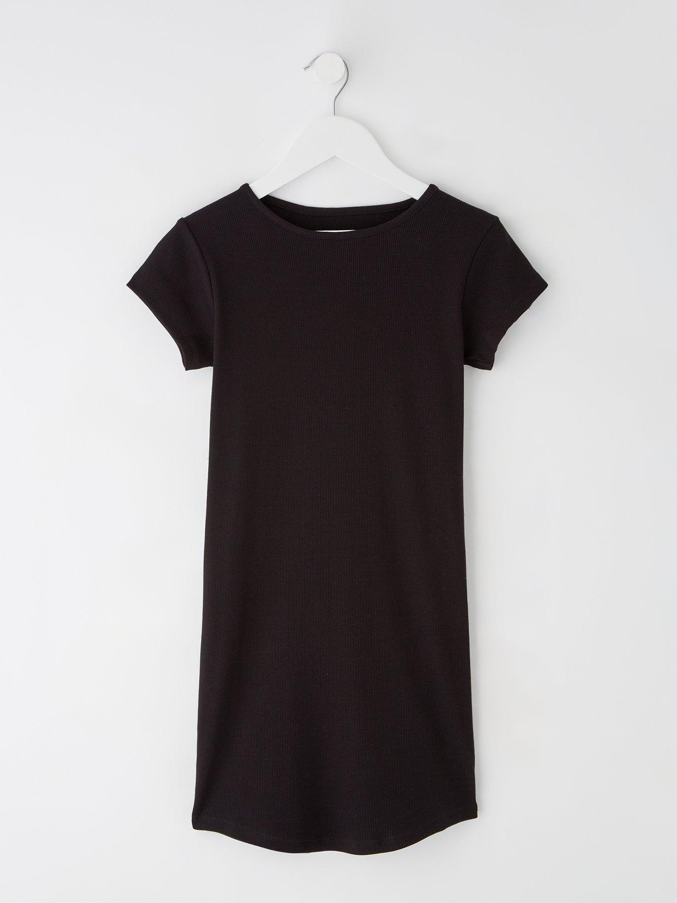everyday-girls-short-sleeve-ribbed-dress-black