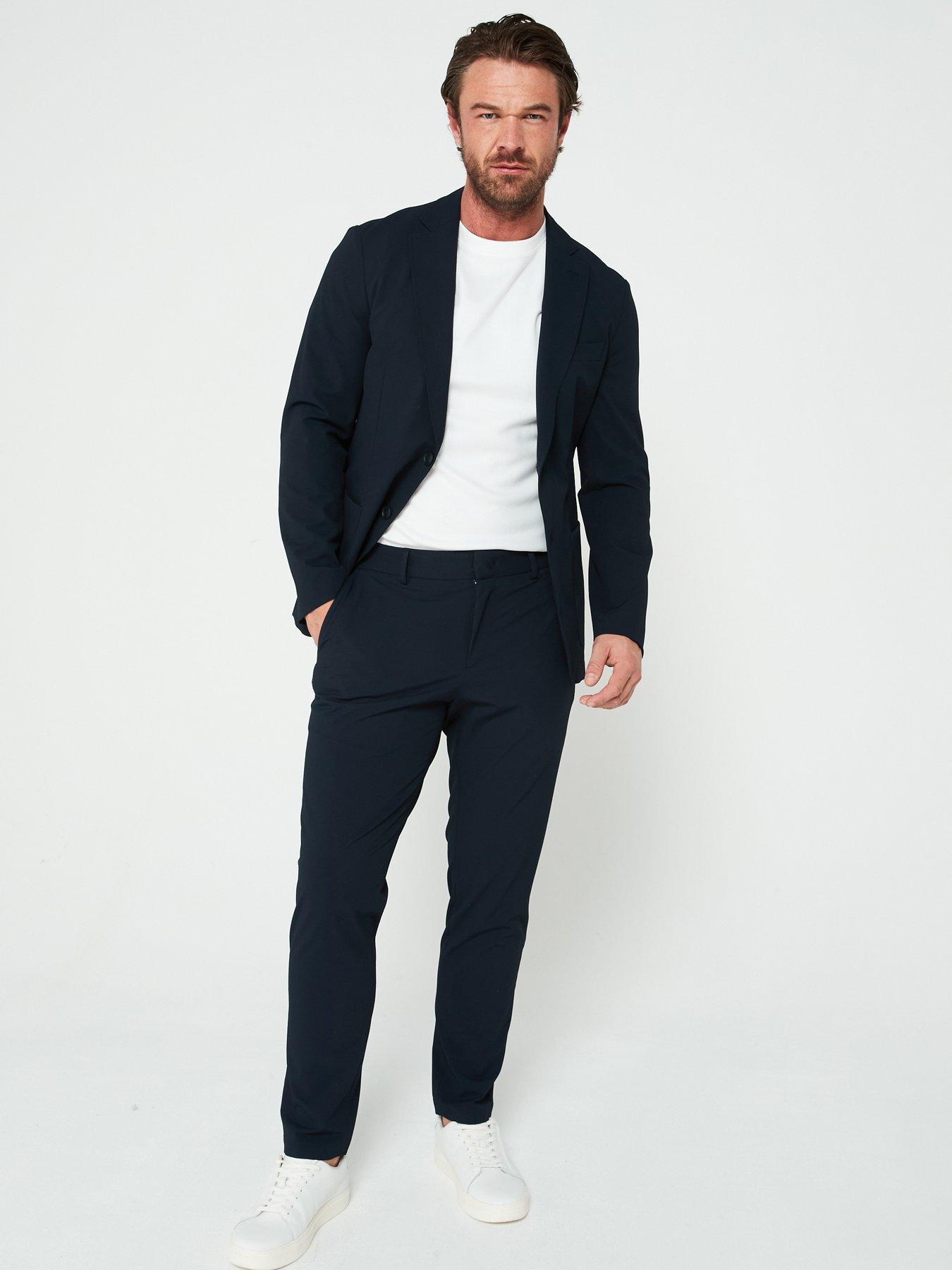 undefined Genius Slim Fit Stretch Twill Suit Trousers- Navy
