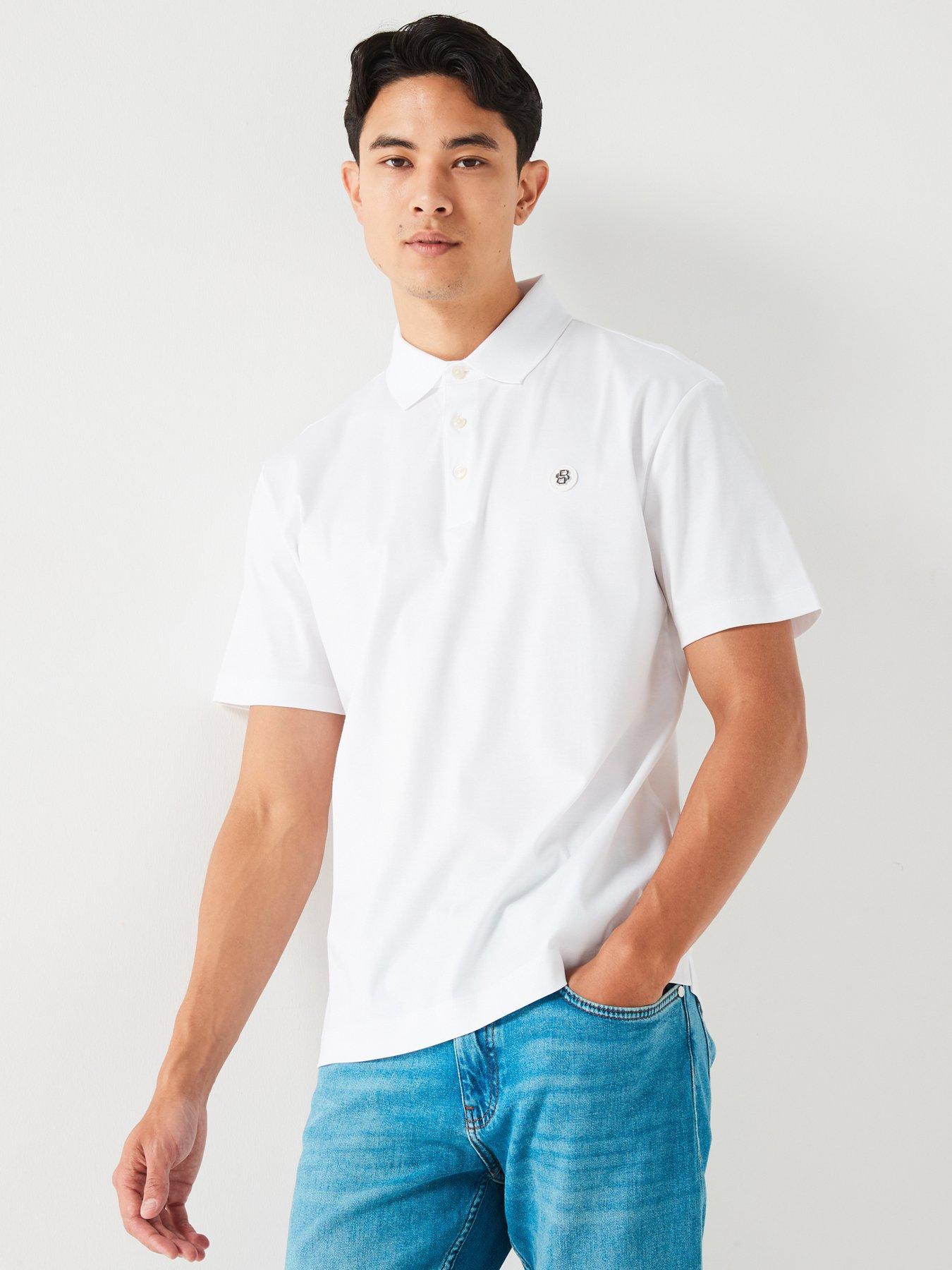 BOSS C-Parris 01 Regular Fit Logo Cotton Polo Shirt - White