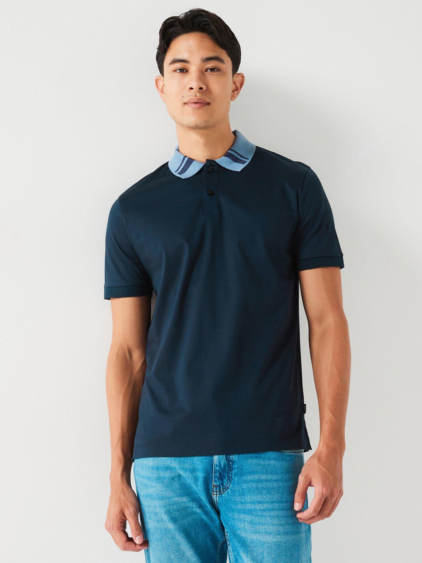 undefined Phillipson 117 Contrast Collar Mercerised Polo Shirt - Navy