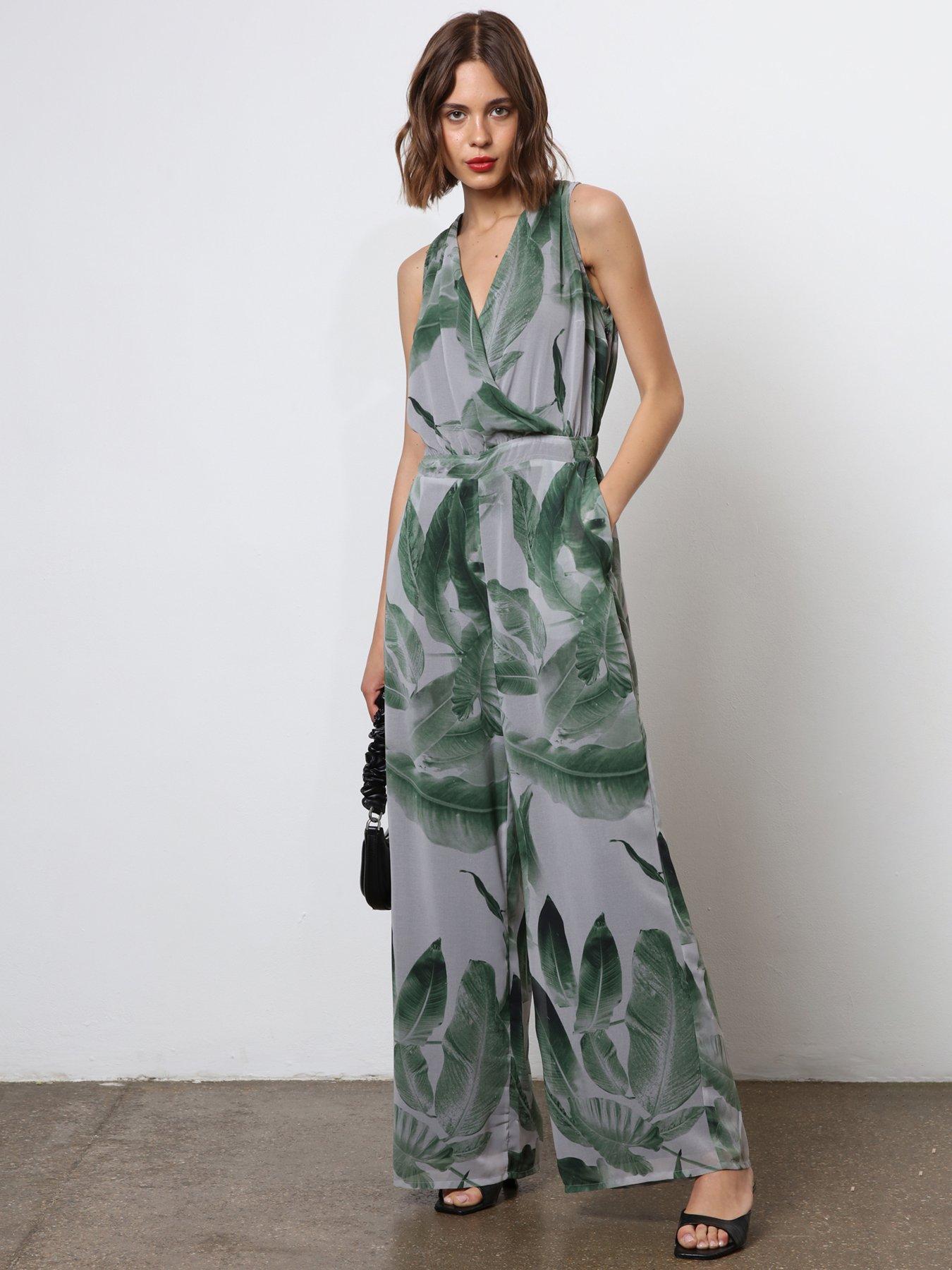 undefined Wide Leg Jumpsuit - Green
