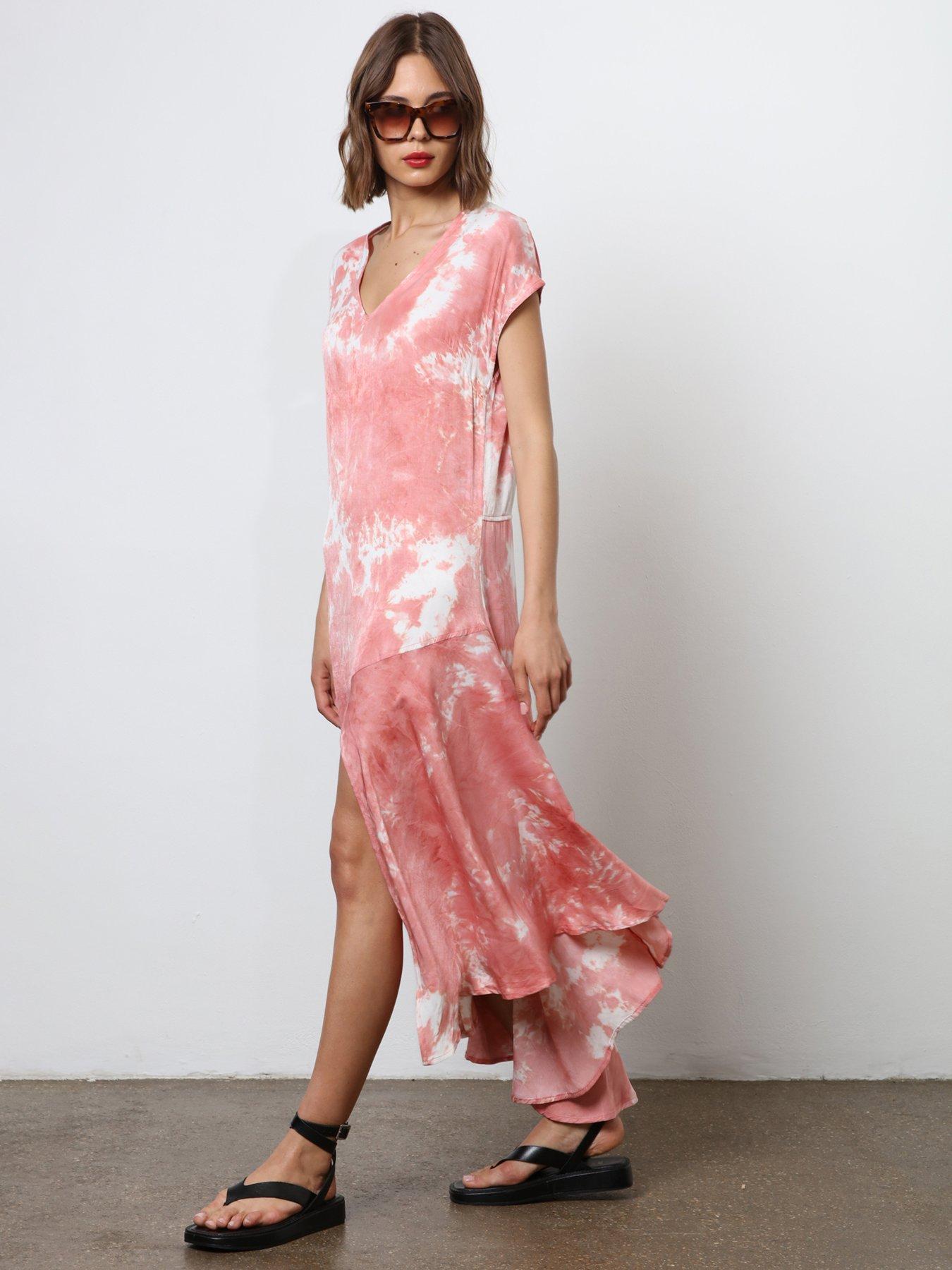 Religion V-Neck Tie Dye Maxi Dress - Pink
