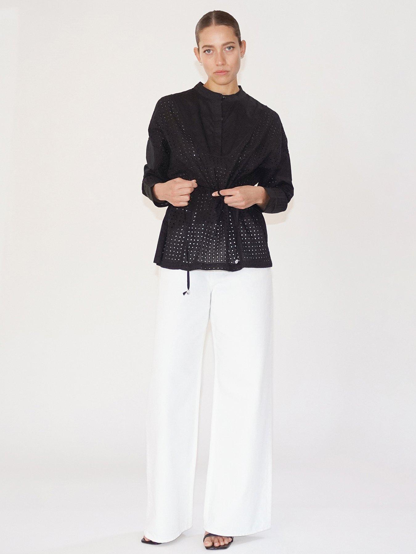 undefined Embroidered Loose Shirt - Black