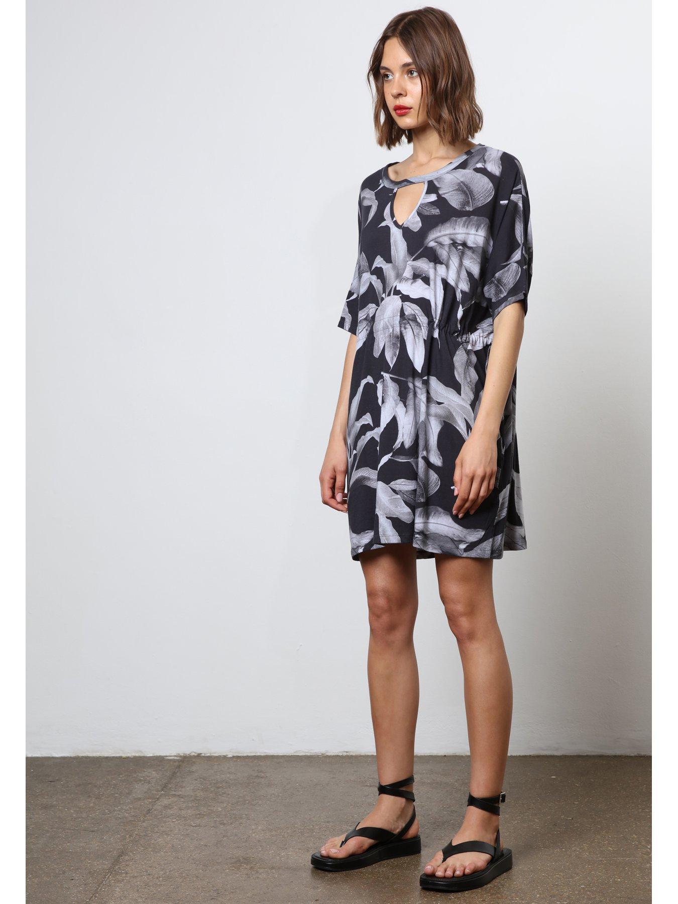  image of religion-abstract-jersey-tunic-dress-black