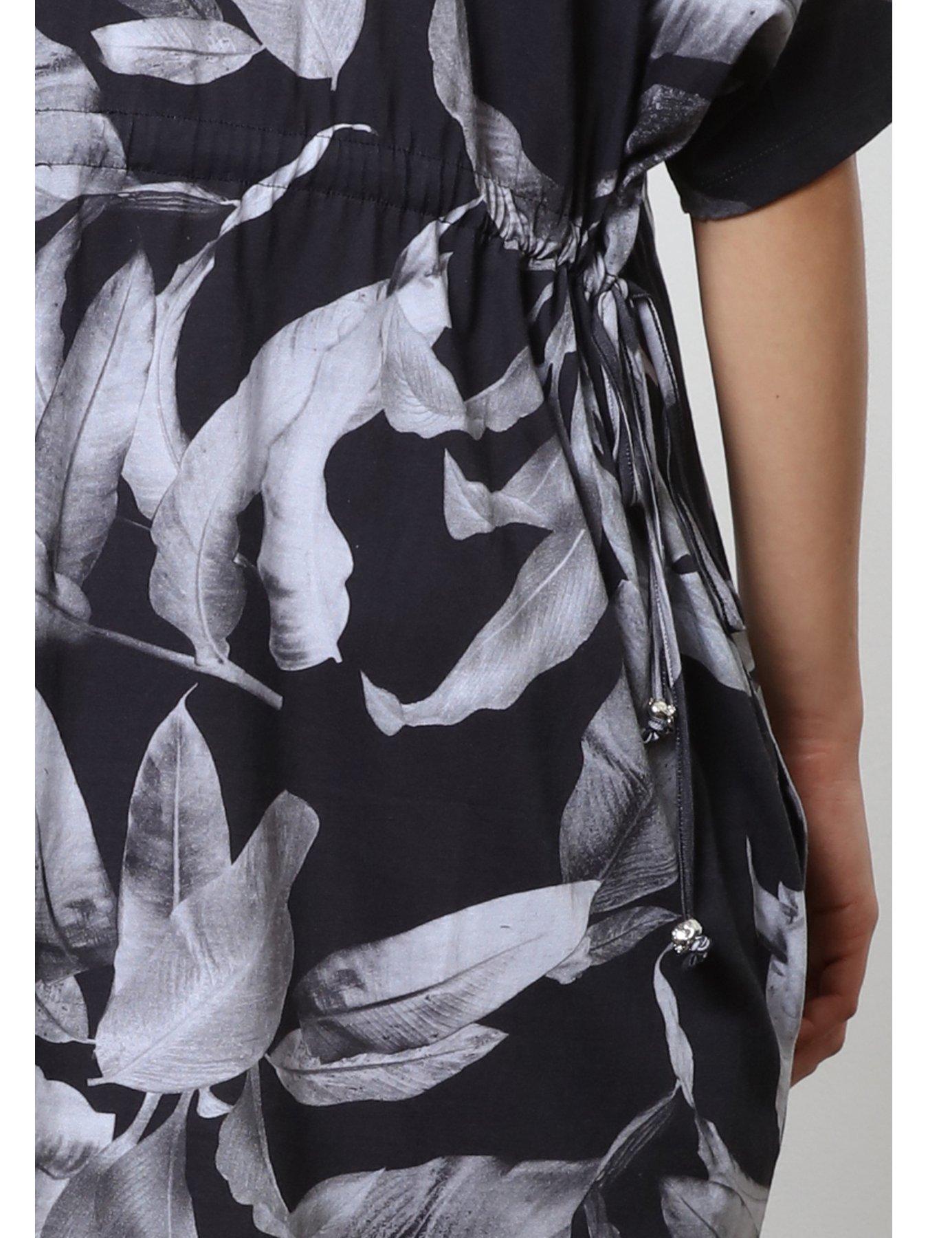  image of religion-abstract-jersey-tunic-dress-black