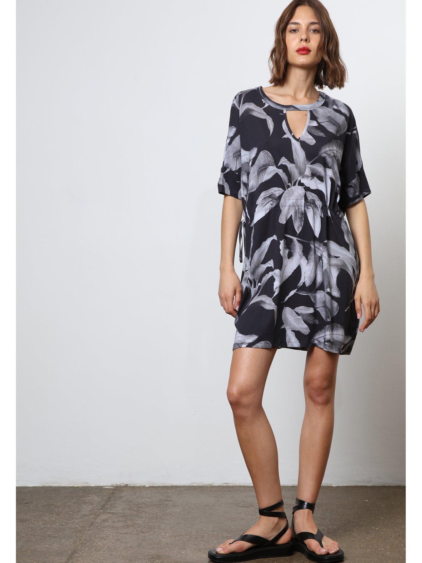  image of religion-abstract-jersey-tunic-dress-black